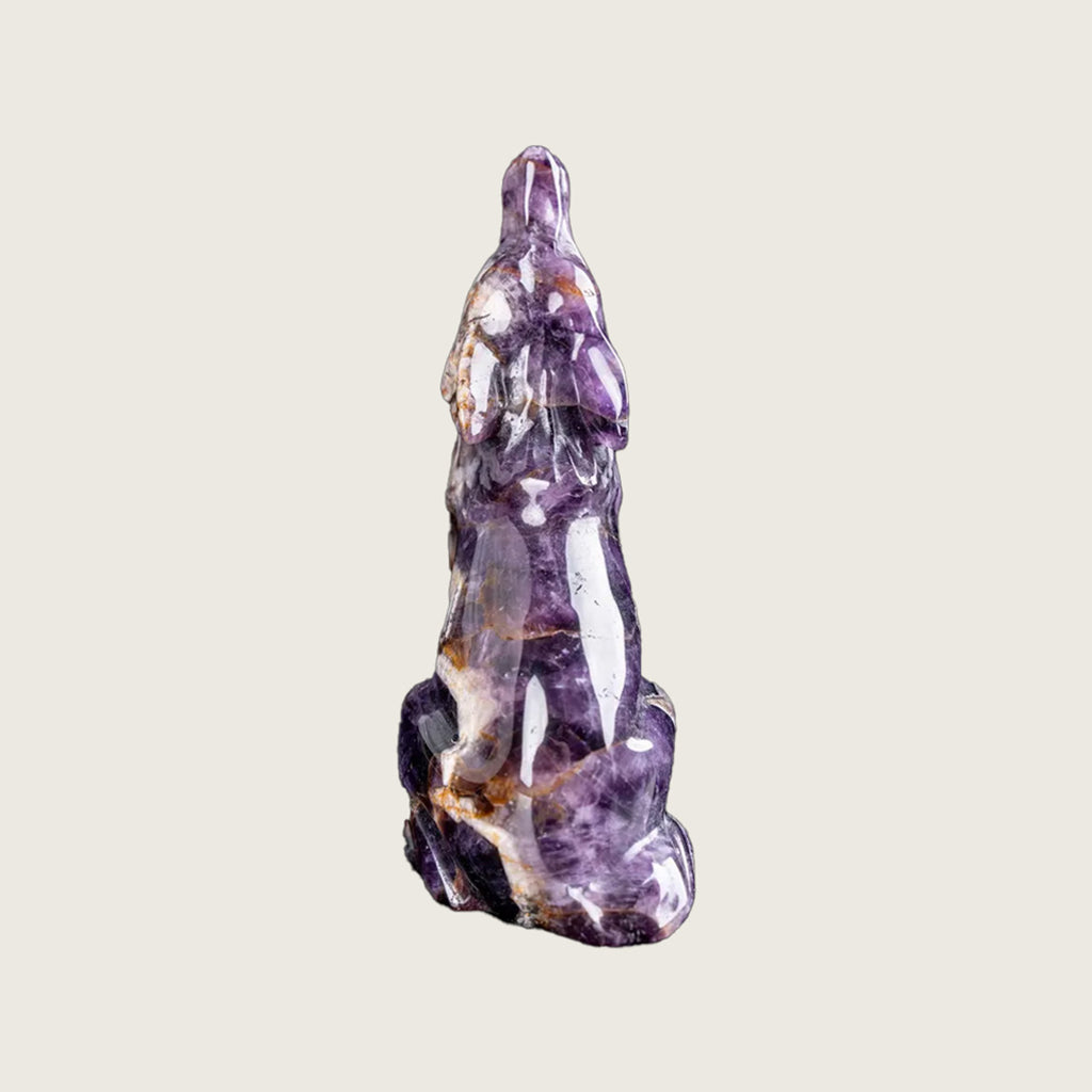 3.0" Amethyst Howling Wolf Carving  #CHA0022