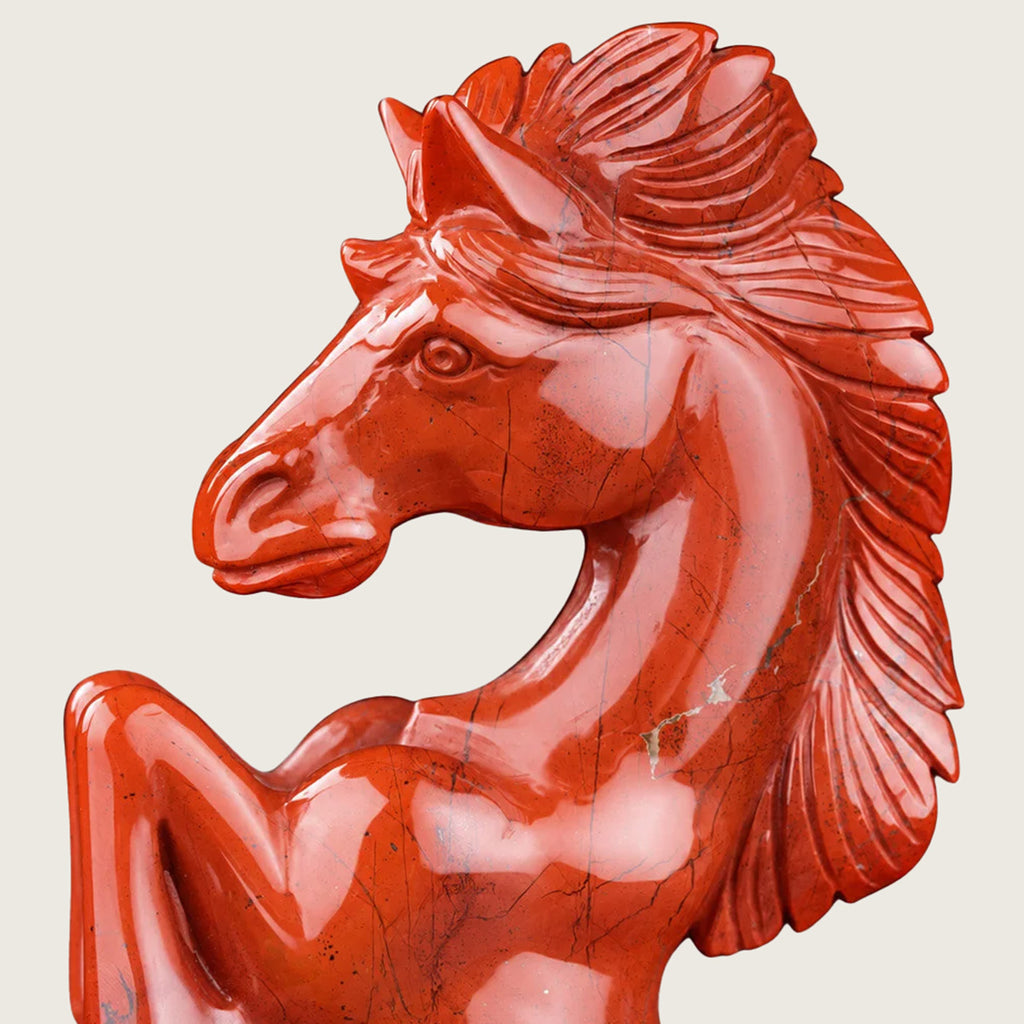 9.0" Red Jasper Crystal Horse Carving  #CTC0027