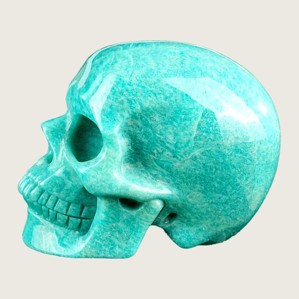 4.5" Amazonite Crystal Skull Carving  #SKHAA4501
