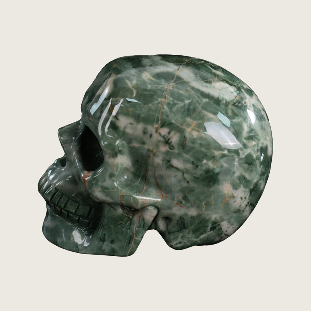 3.0" Nine Dragon Jade Crystal Skull Carving  #SKH30062
