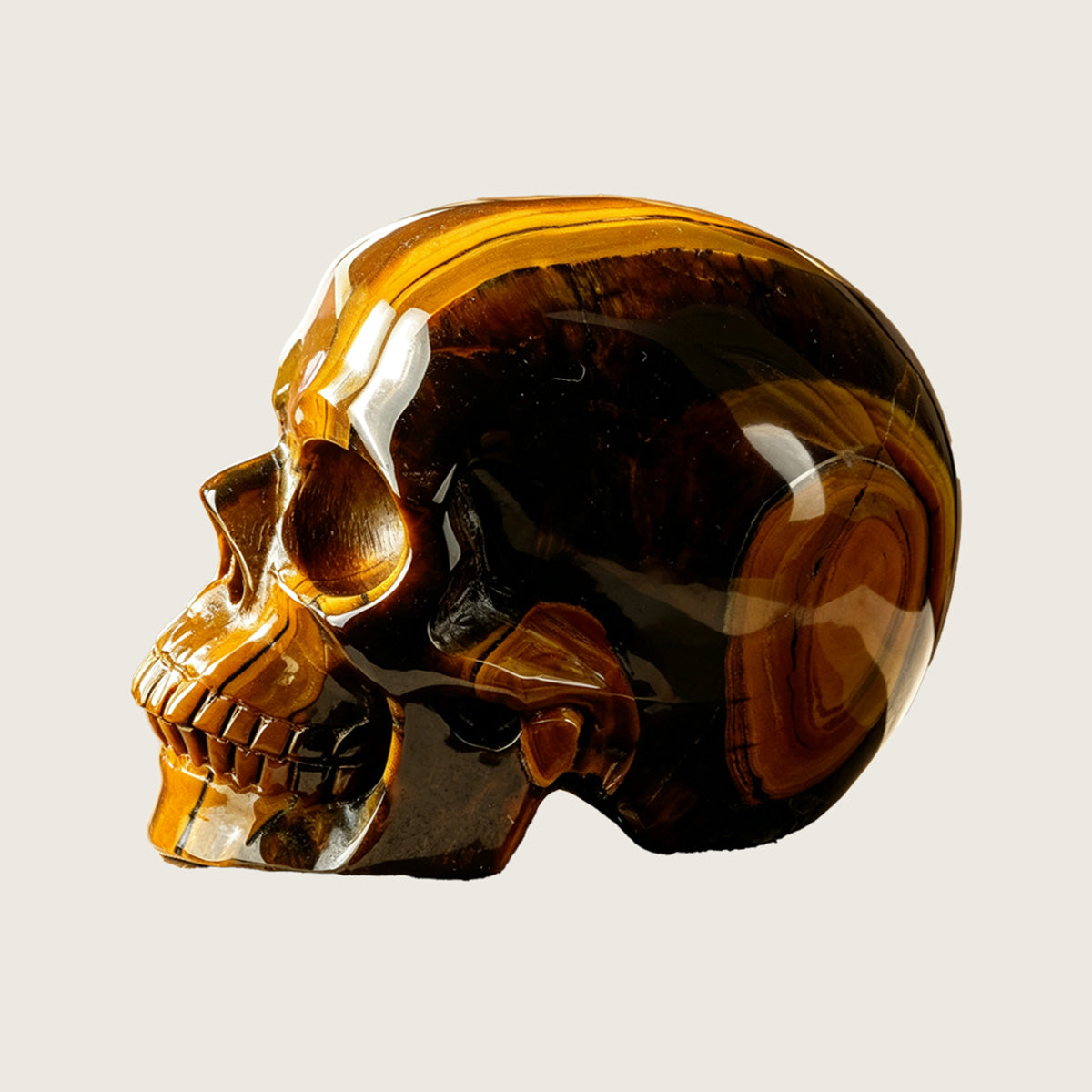 4.5" Tiger Eye Crystal Skull Carving  #SKH45009