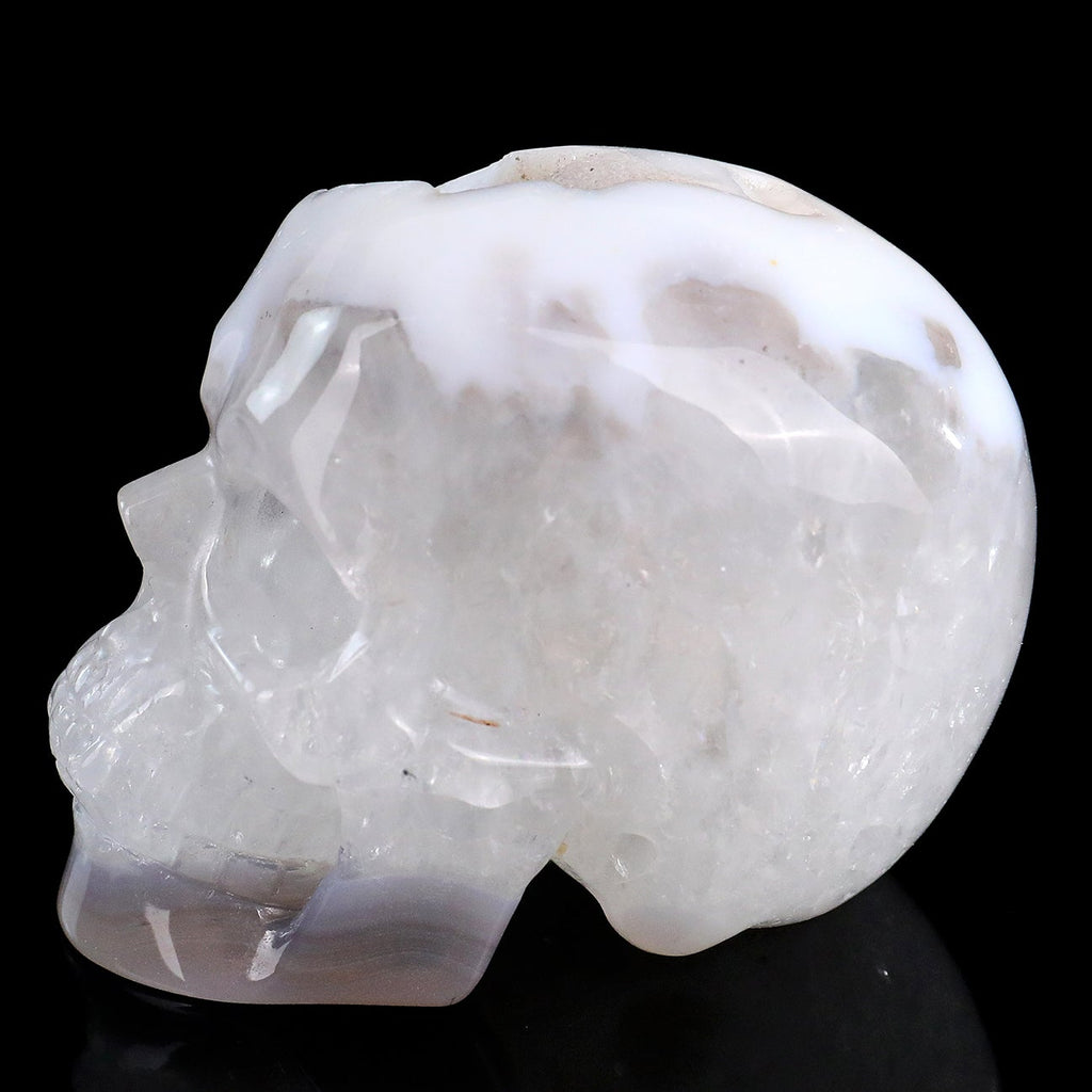 3.0" Geode Agate Crystal Skull Carving  #SKH30109