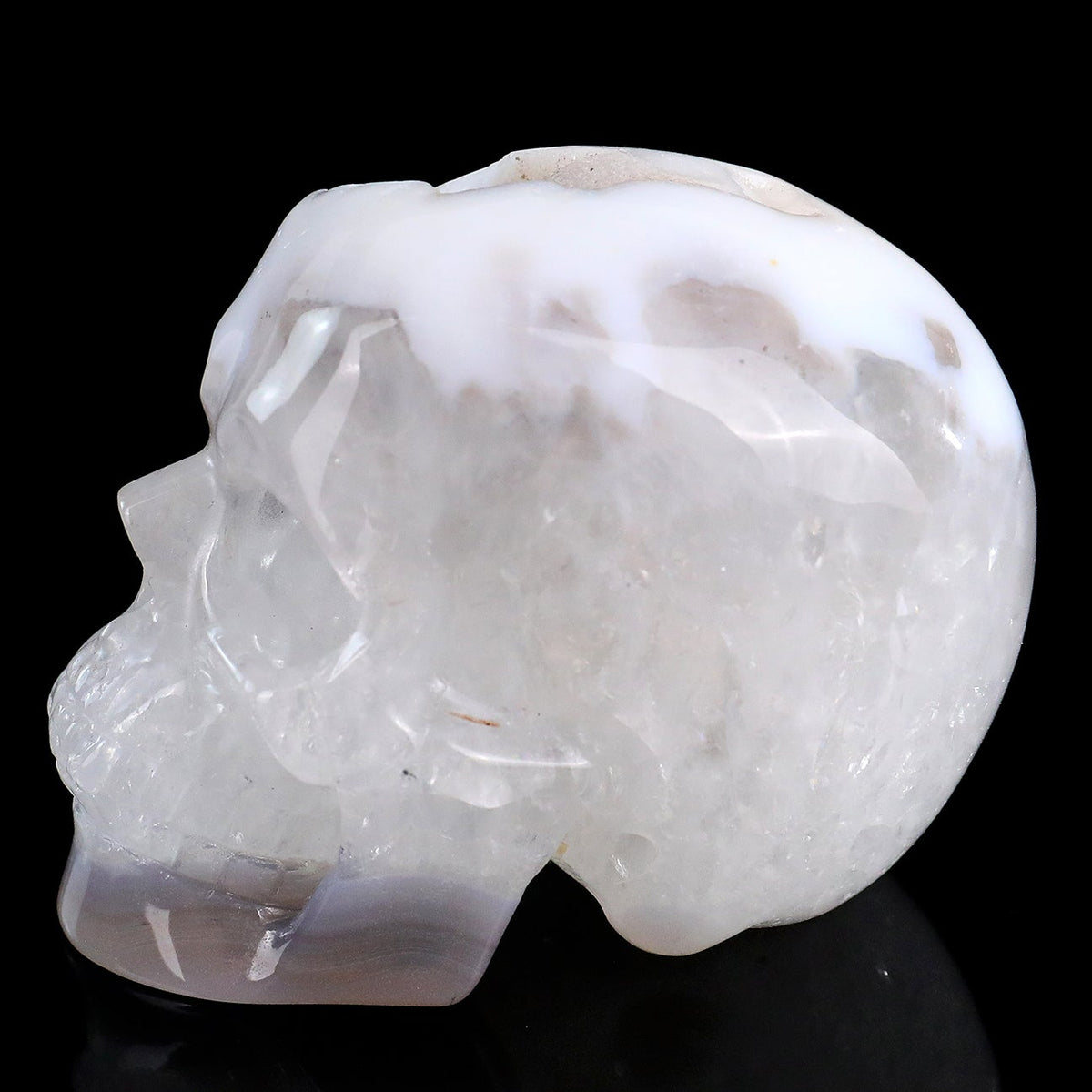 3.0" Geode Agate Crystal Skull Carving  #SKH30109