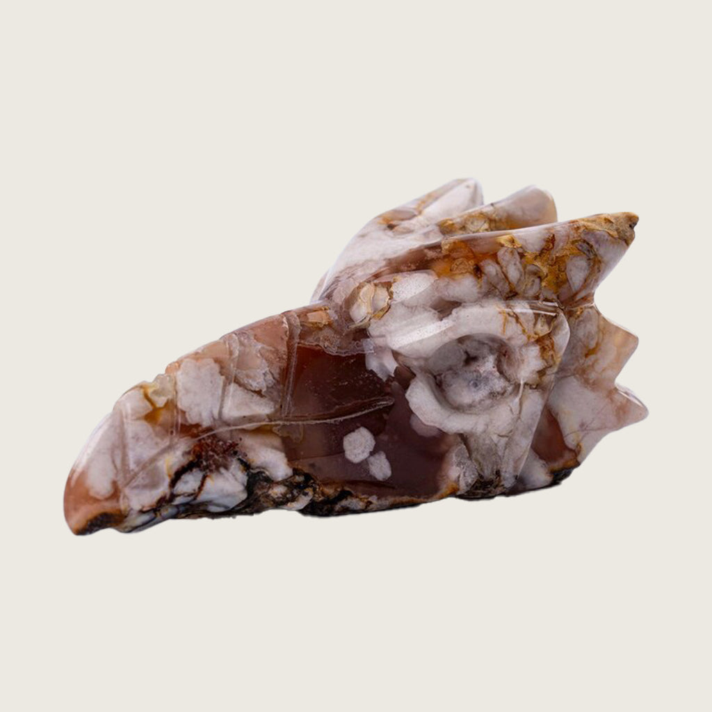 3.1" Sakura Agate Phoenix Skull Carving  #CSC0002