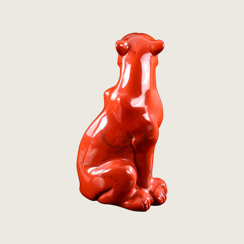 2.5" Red Jasper Leopard Carving  #CHA0021