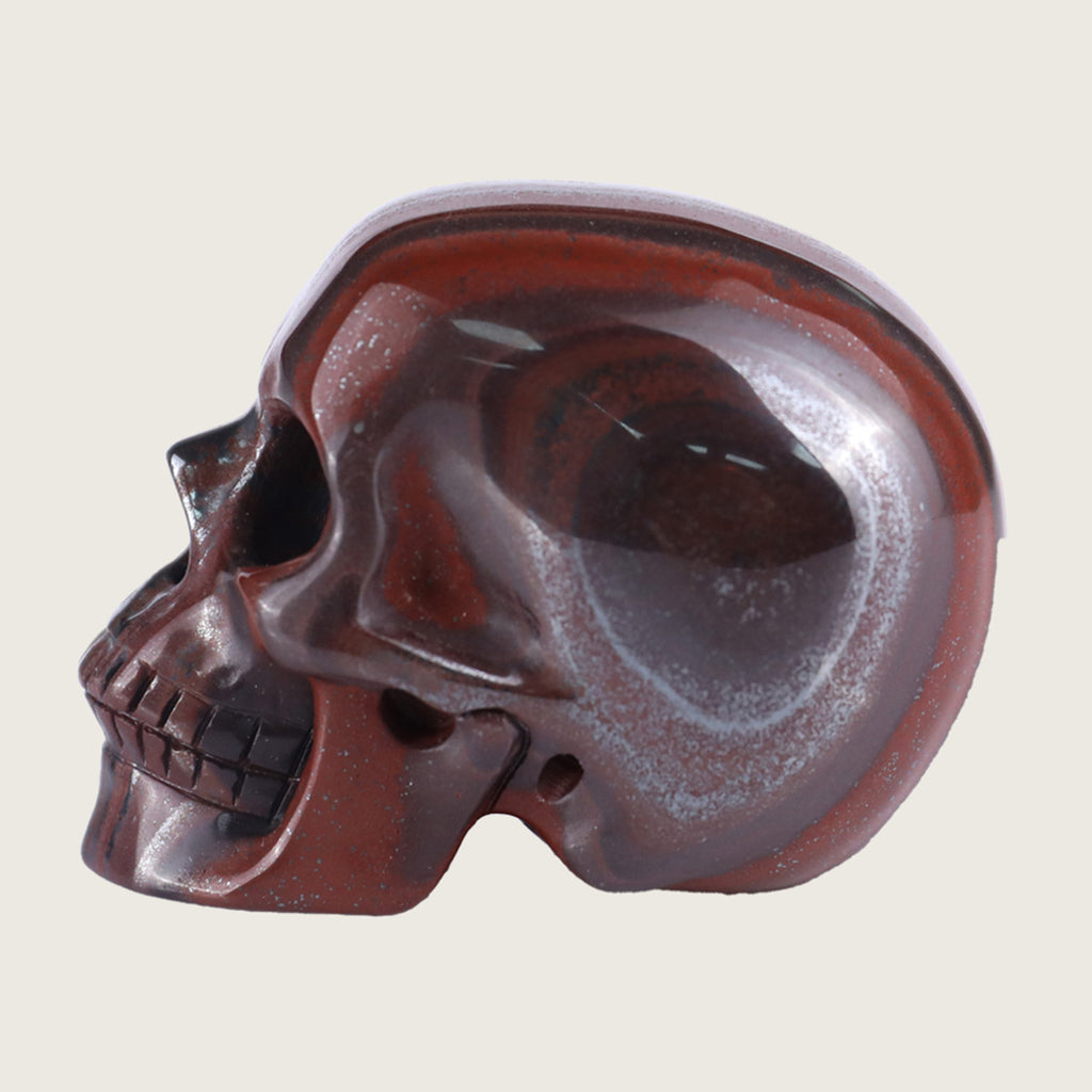 2.2" Tiger Iron Human Skull Carving  #SKH22012
