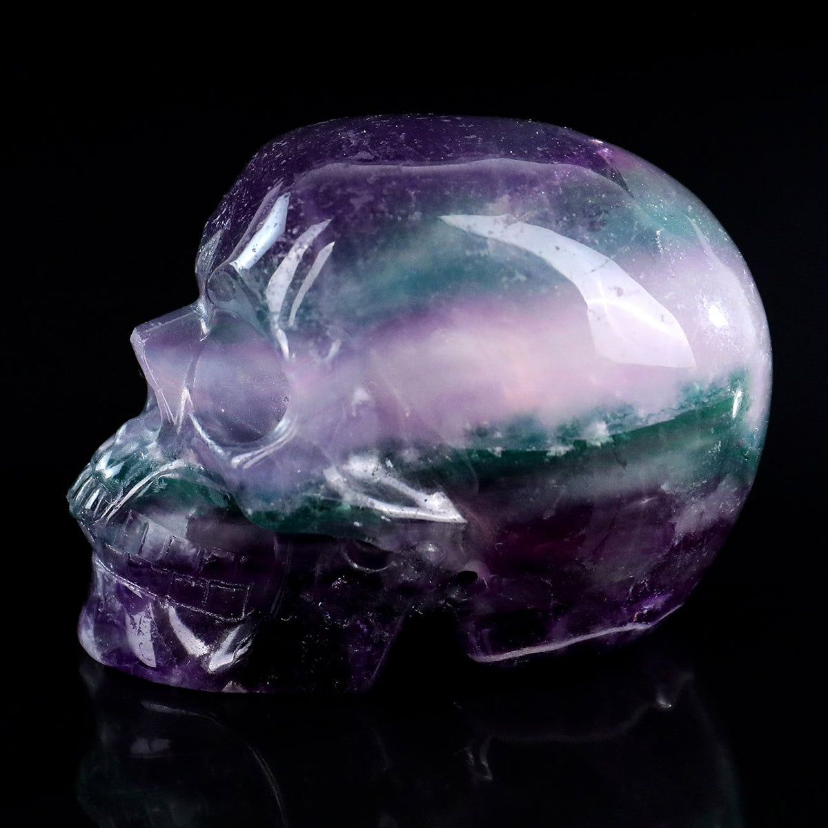 3.0" Colorful Fluorite Crystal Skull Carving  #SKH30110