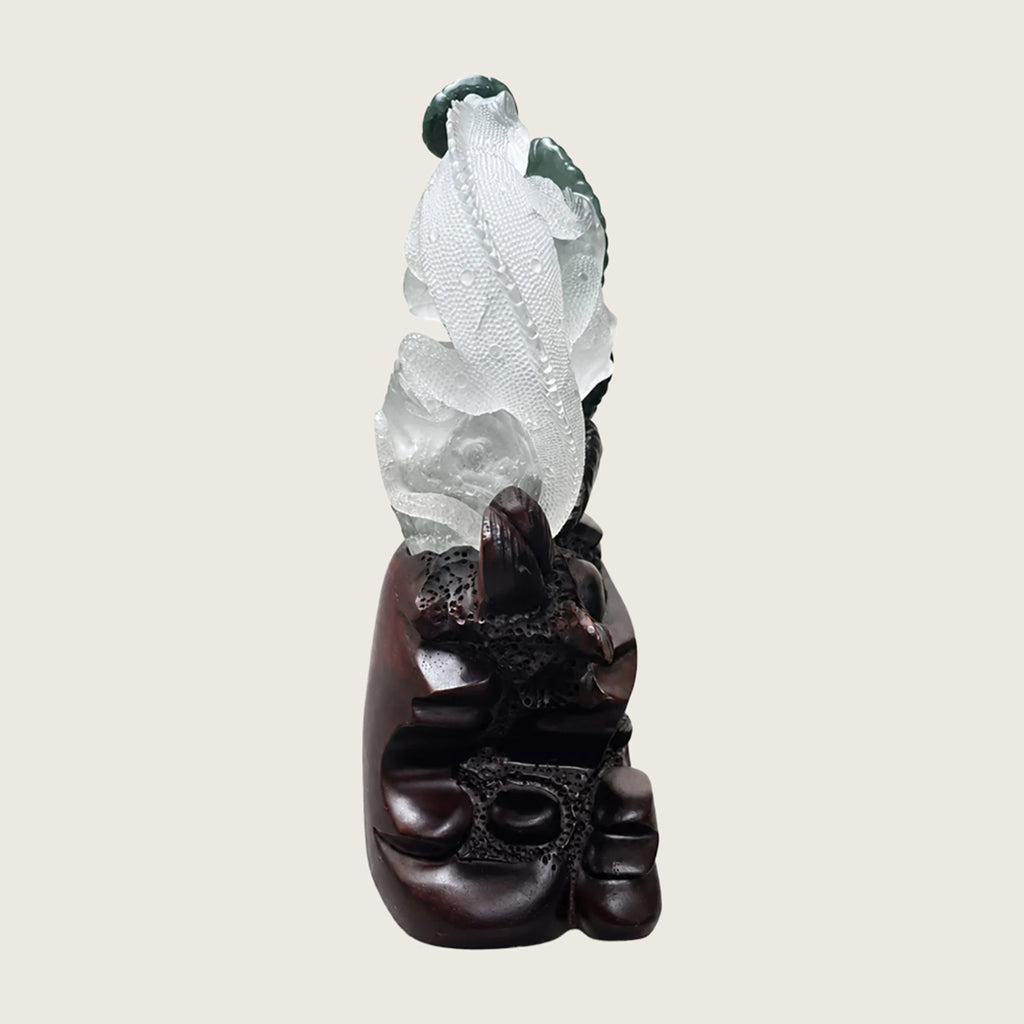 9.8" Phantom Quartz Crystal Lizard Carving  #CTC0044