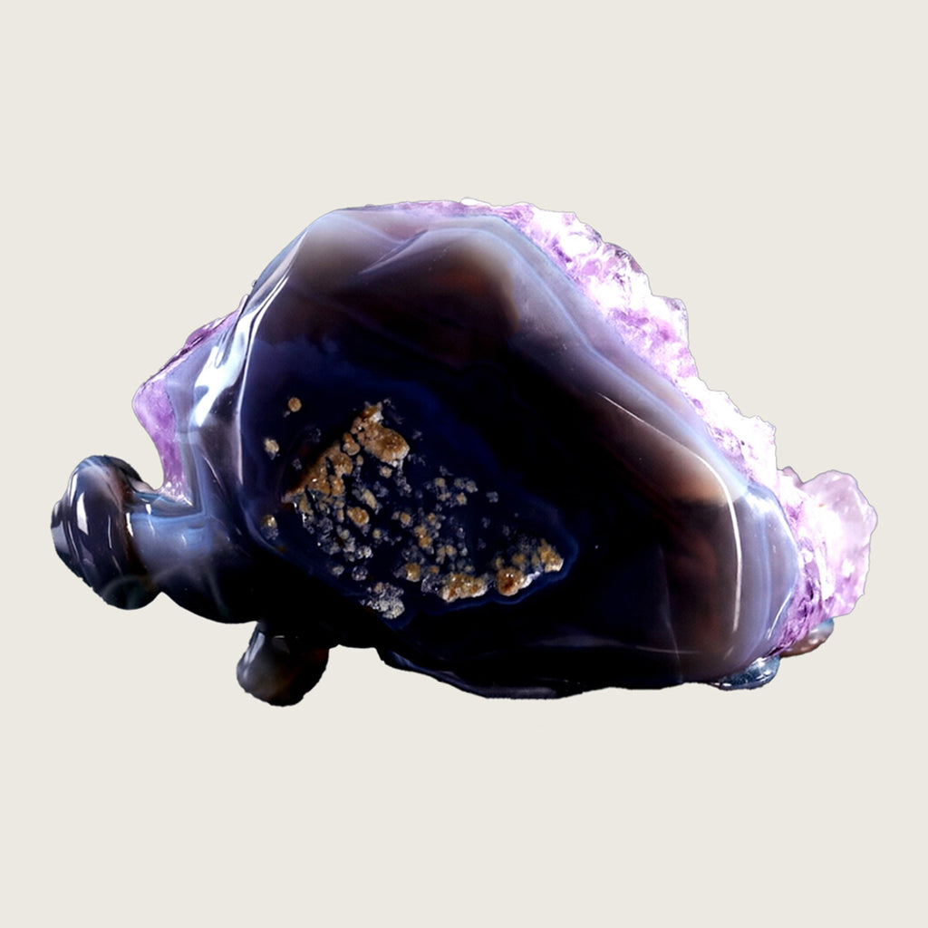 5.4" Amethyst Druse Agate Snake Carving  #GDC0014