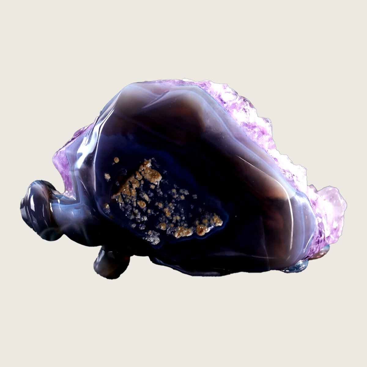 5.4" Amethyst Druse Agate Snake Carving  #GDC0014