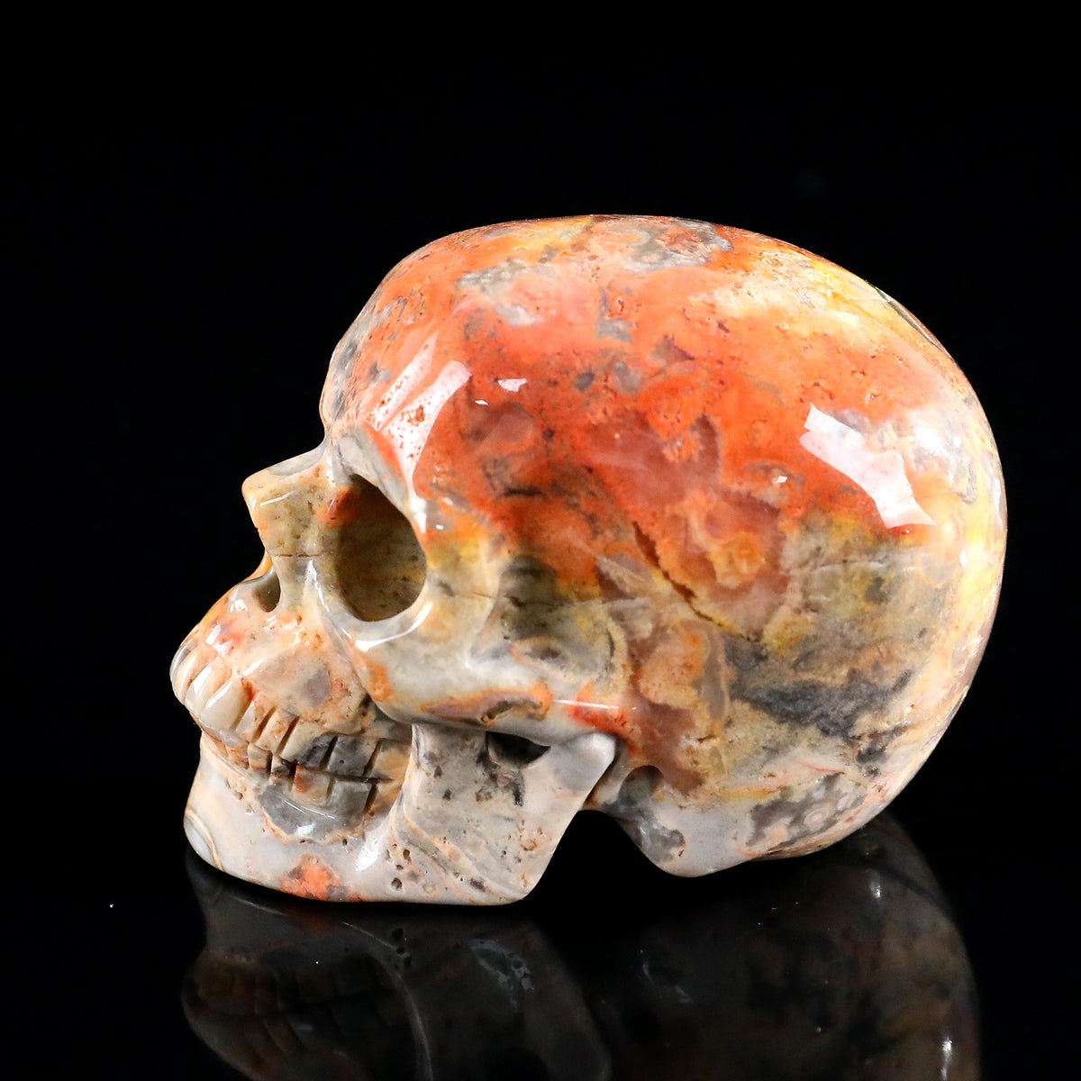 3.0" Crazy Agate Crystal Skull Carving  #SKH30107
