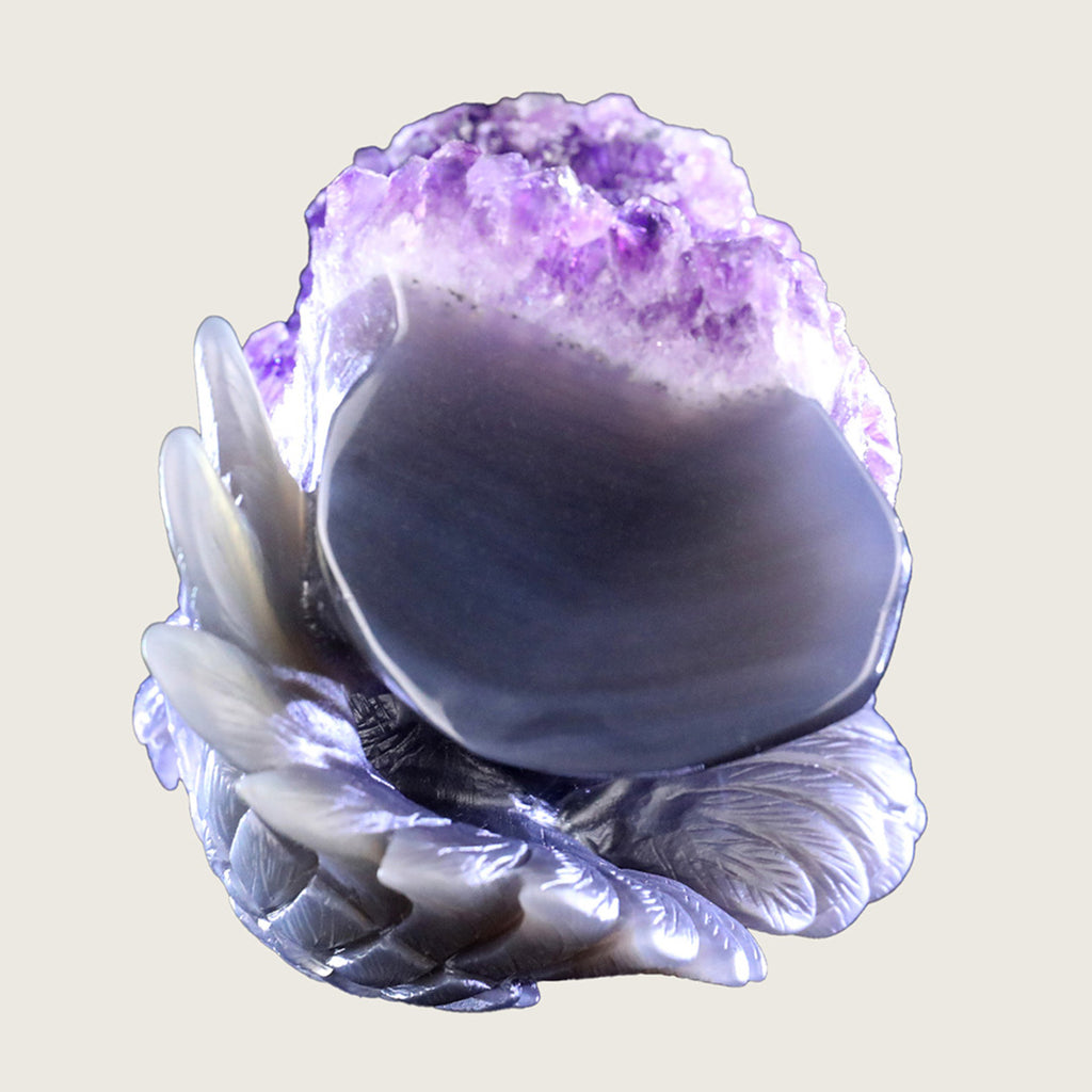 4.6" Druzy Agate Geode Carving  #GDC0012