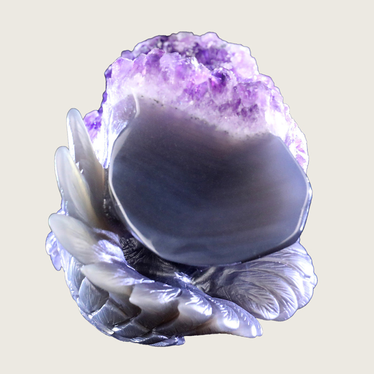 4.6" Druzy Agate Geode Carving  #GDC0012