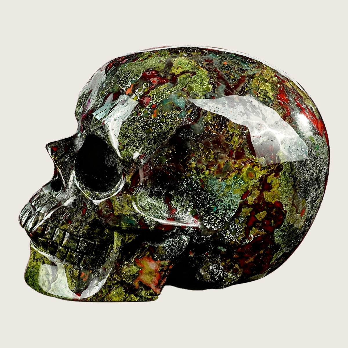 4.5" Dragon Blood Jasper Crystal Skull Carving  #SKHDB4501