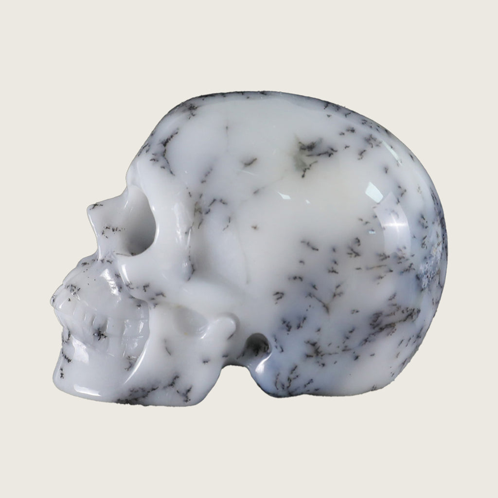 2.2" White Opal Crystal Skull Carving  #SKH22047