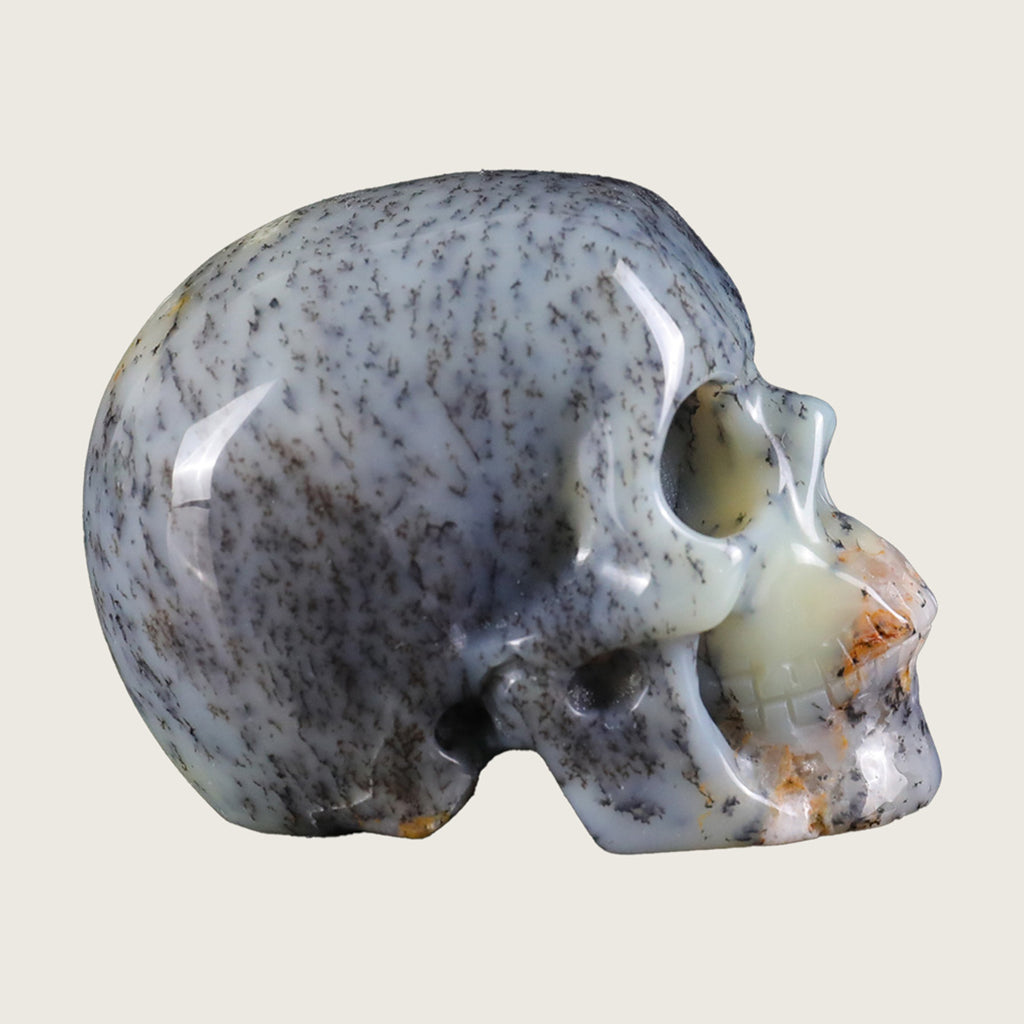 2.2" White Opal Human Skull Carving  #SKH22017
