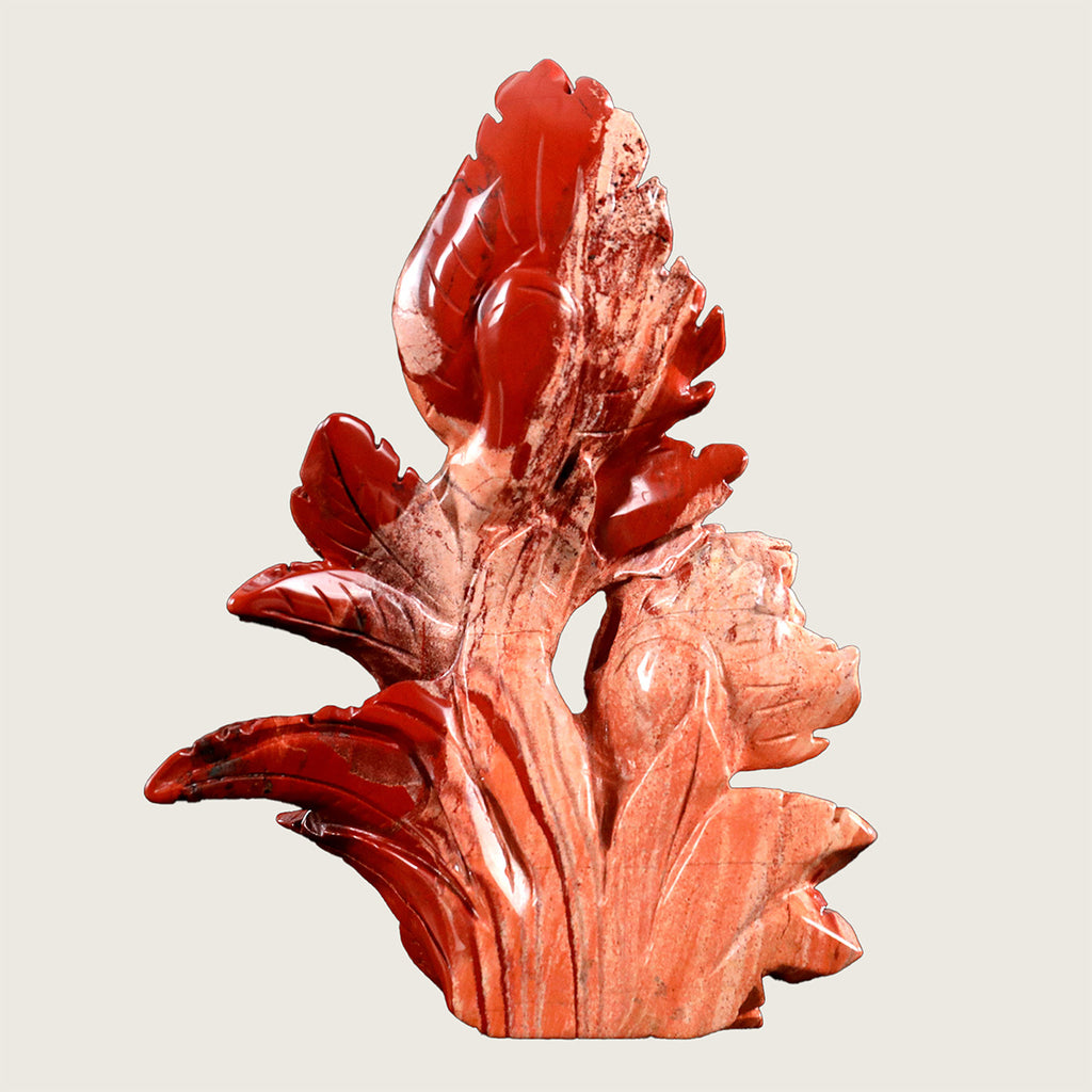 5.3" Red Jasper Carnivorous Flower Carving  #CTC0016