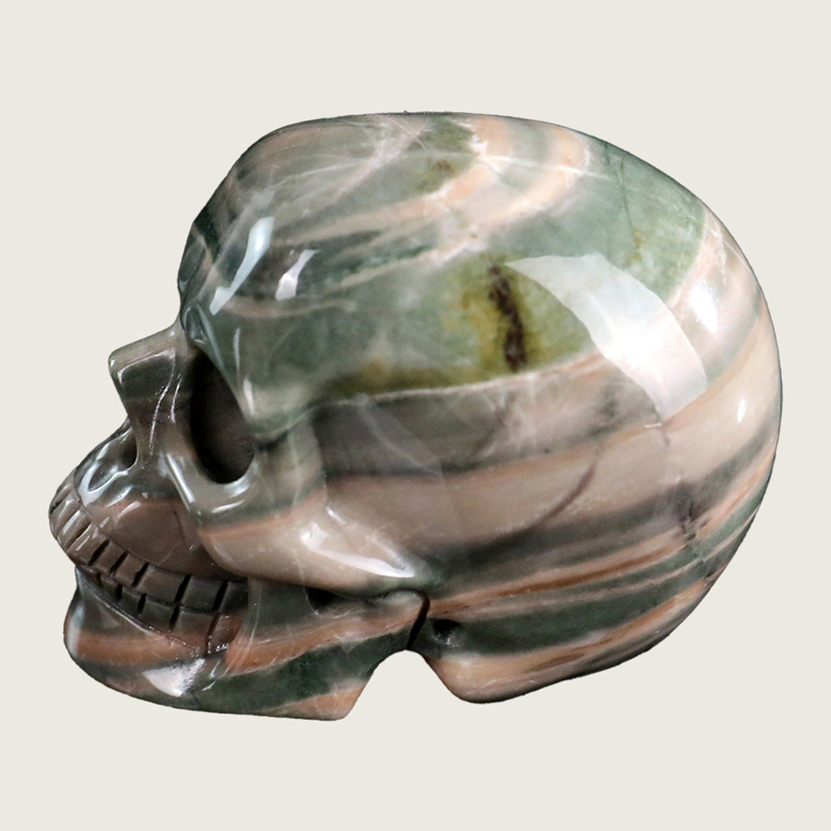 2.2" Nine Dragon Jade Human Skull Carving  #SKH22007