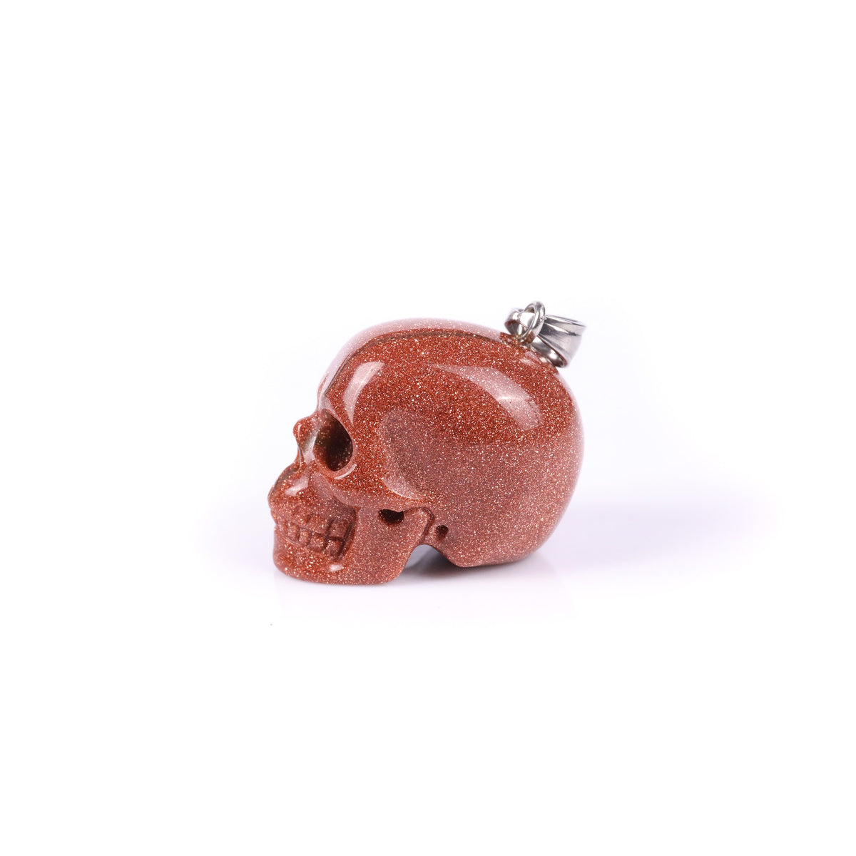 1.1" Goldstone Skull Pendant Carving  #CSC0049