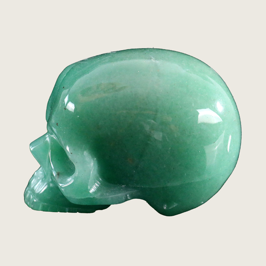 3.0" Green Aventurine Jawless skull Carving  #CSC0014