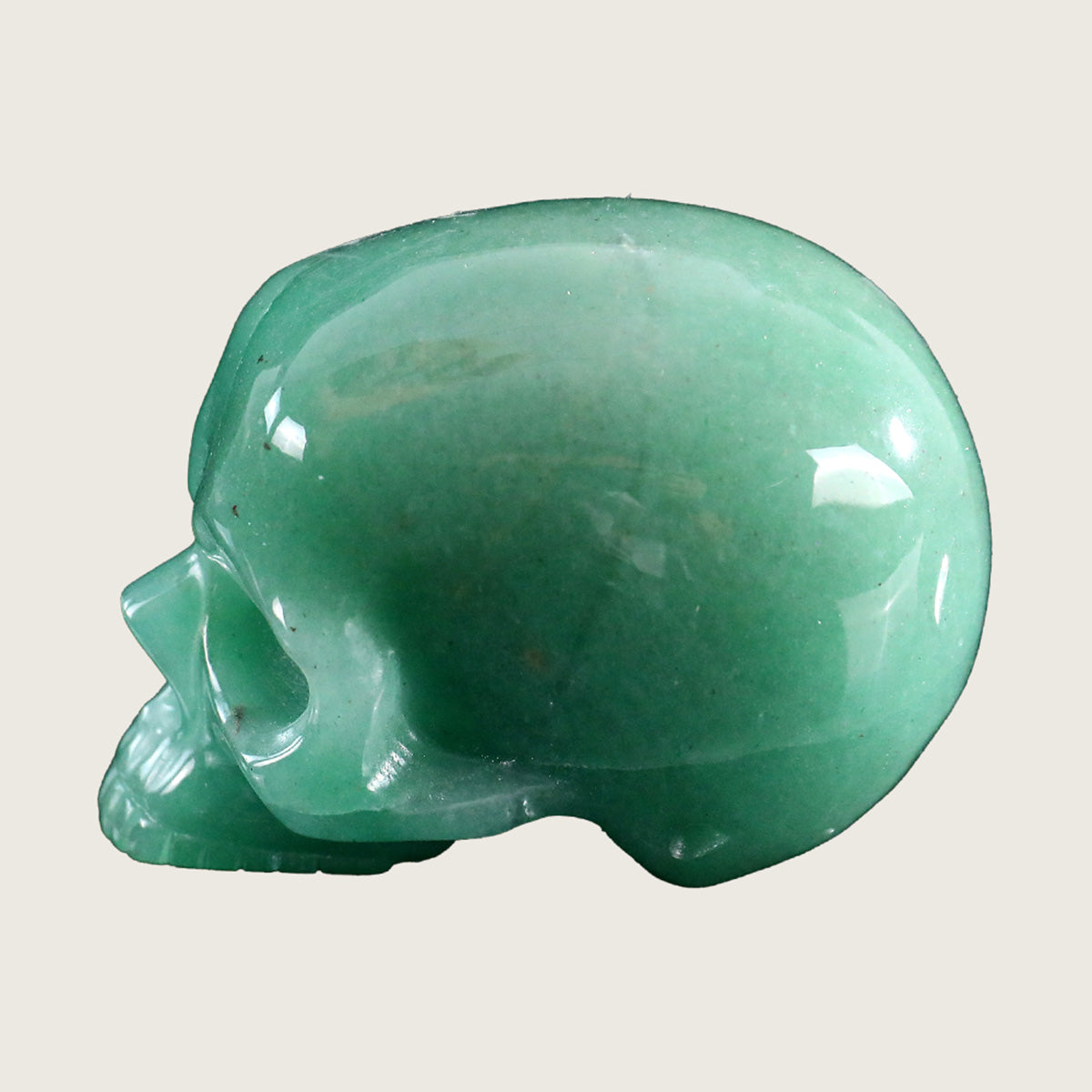 3.0" Green Aventurine Jawless skull Carving  #CSC0014