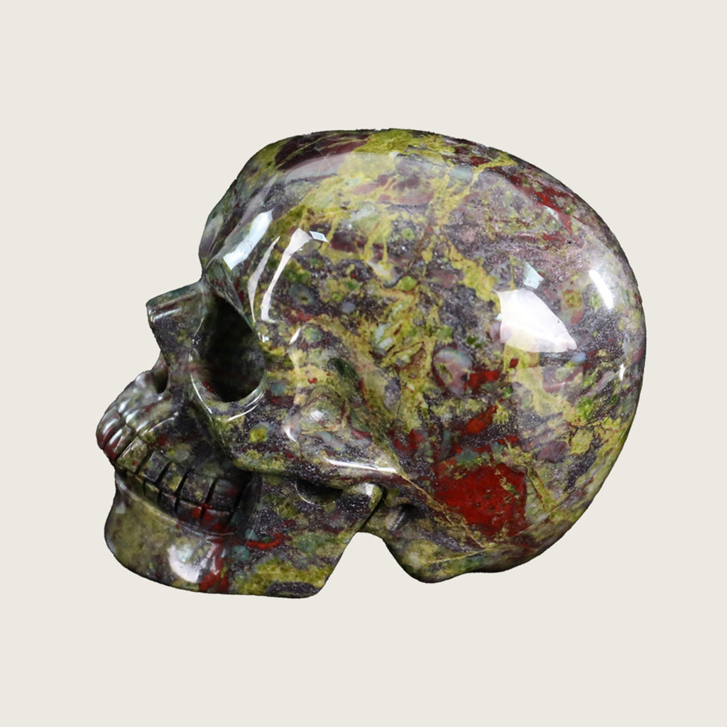 3.0" Dragon Blood Jasper Crystal Skull Carving  #SKH30054
