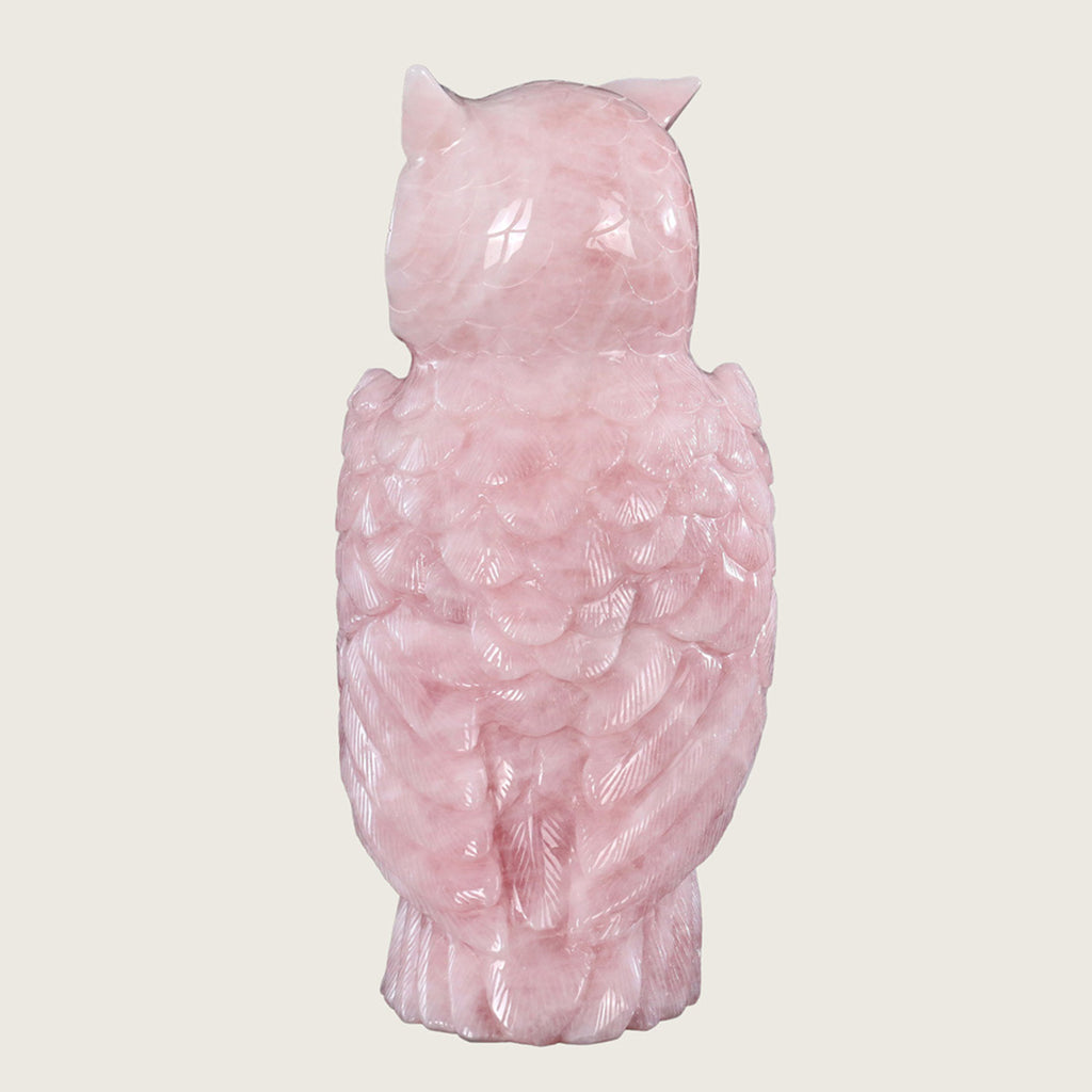 5.8" Rose Quartz Owl Carving  #CTC0017