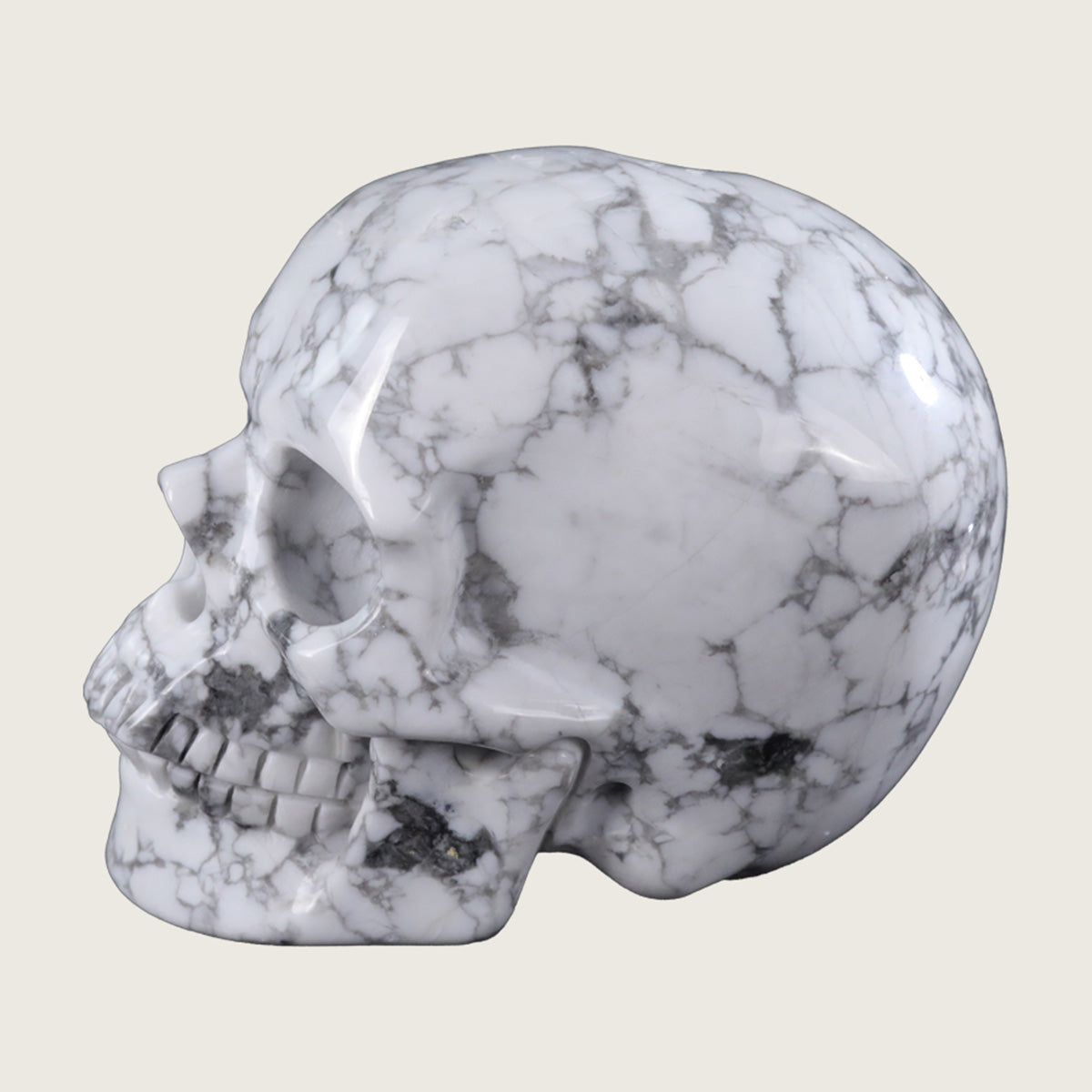 4.5" Howlite Human Skull Carving  #SKH45007