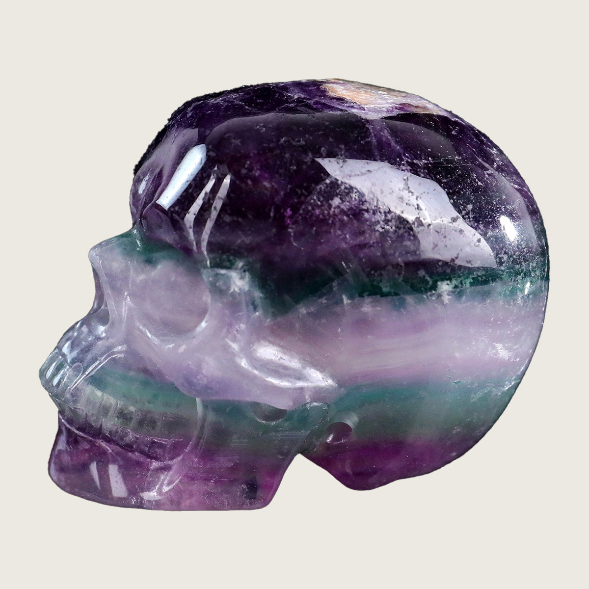 3.0" Colorful Fluorite Crystal Skull Carving  #SKHGF3001