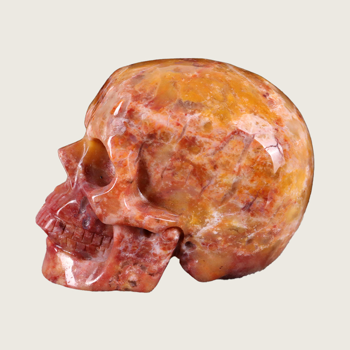 3.0" Chalcedony Jasper Human Skull Carving  #SKH30019