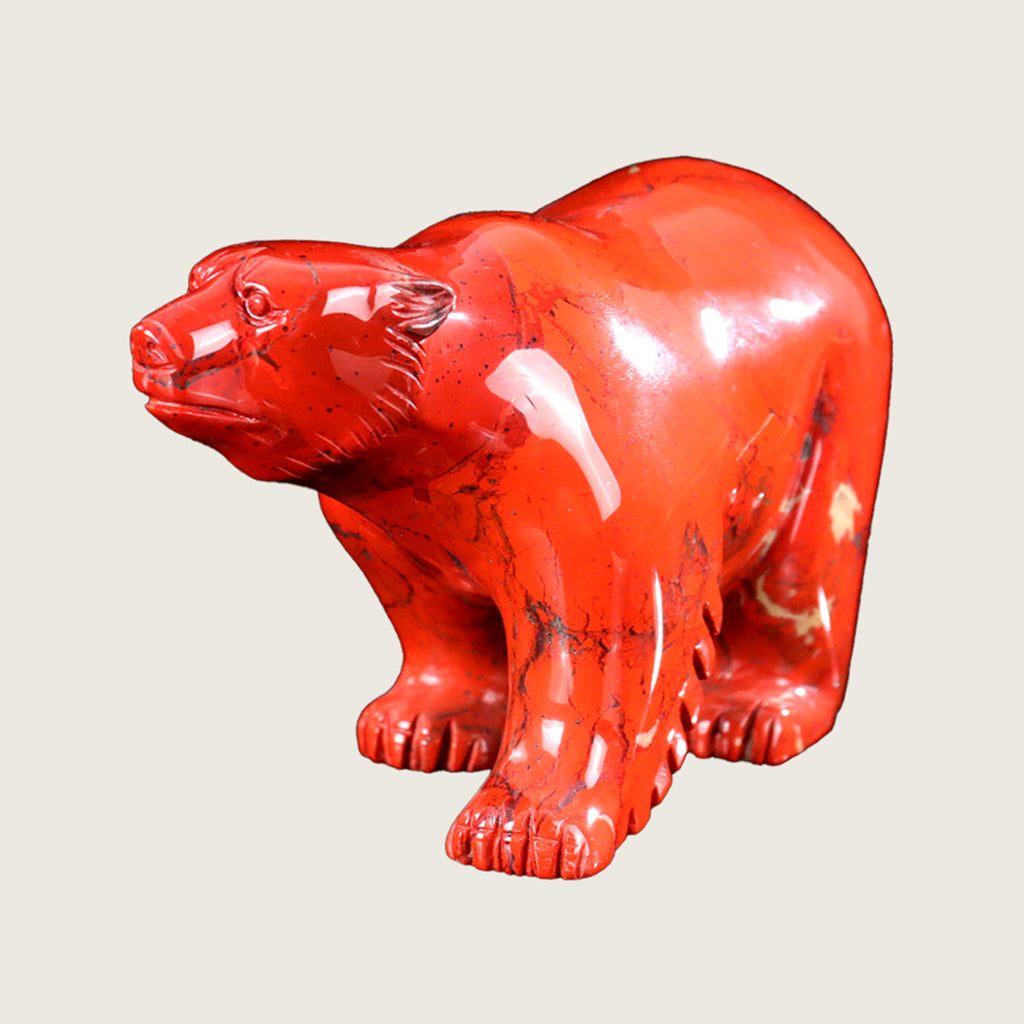 6.5" Red Jasper Polar Bear Carving  #CTC0051