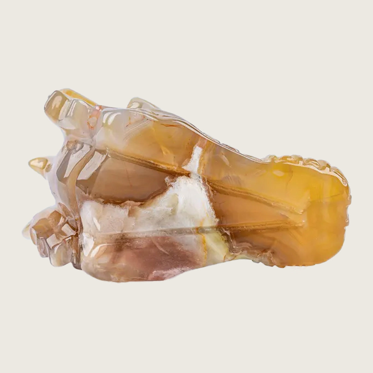 3.1" Sakura Agate Dragon Skull Carving  #CSC0007