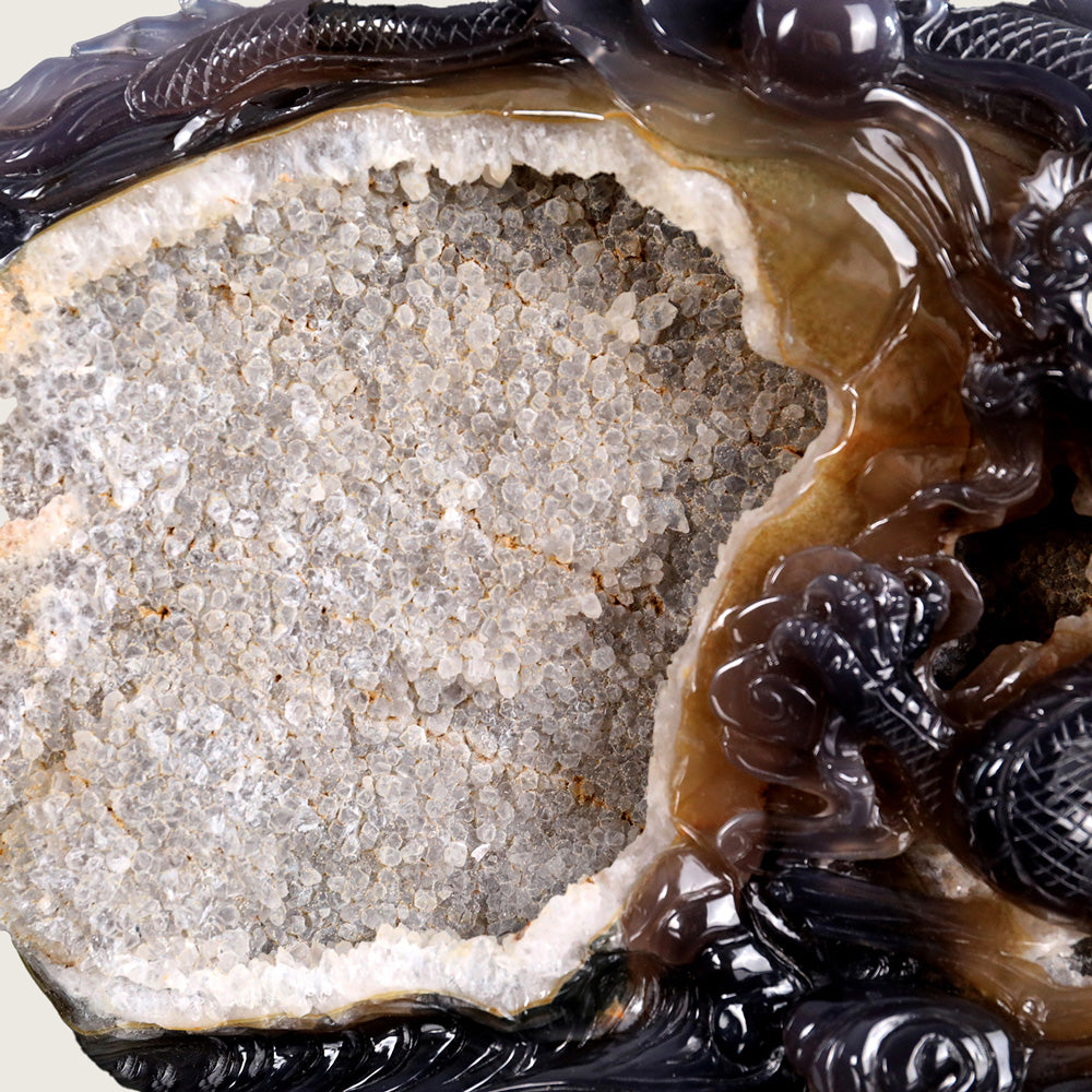 14.2" Druzy Agate Geode Carving  #GDC0005