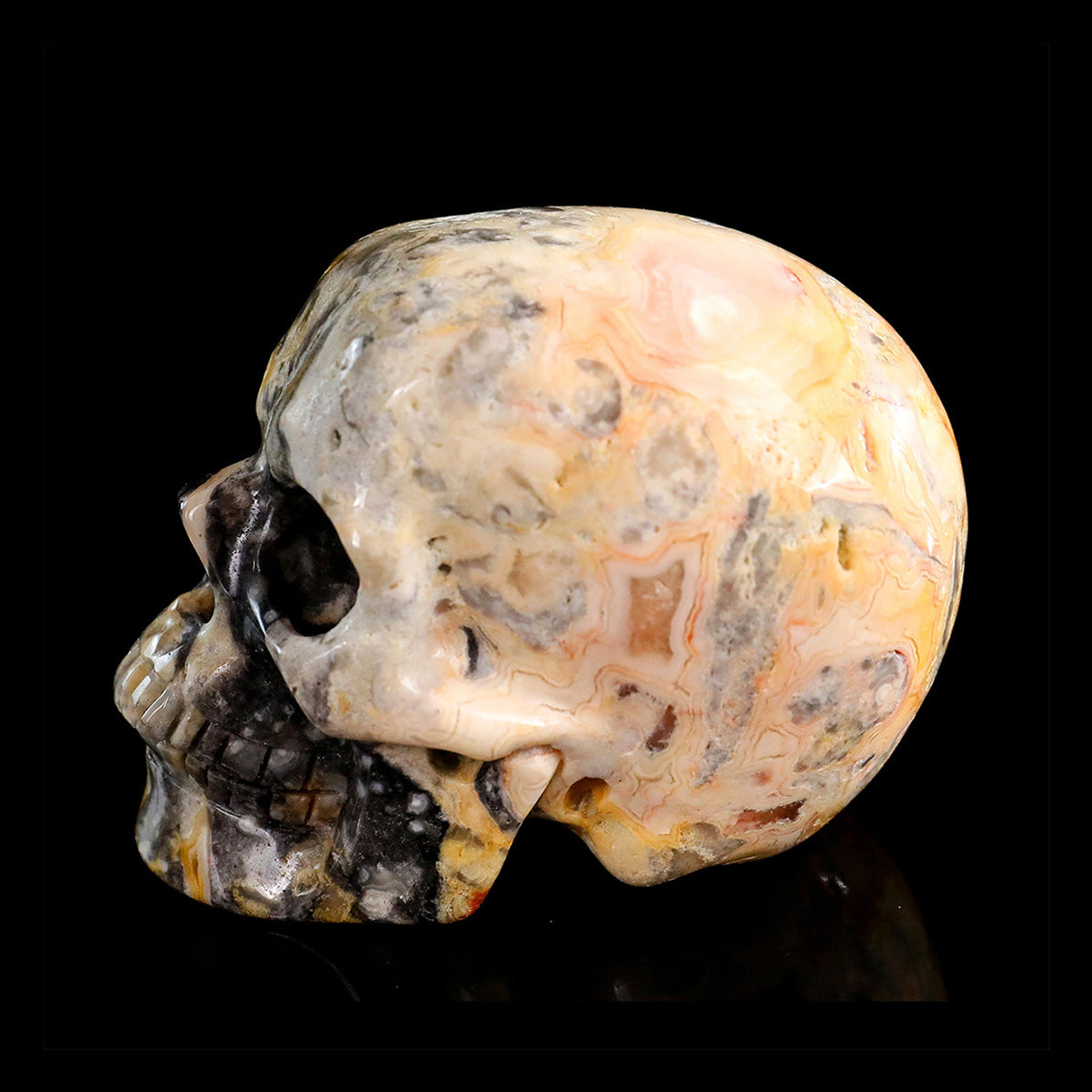3.0" Crazy Agate Crystal Skull Carving  #SKH30115