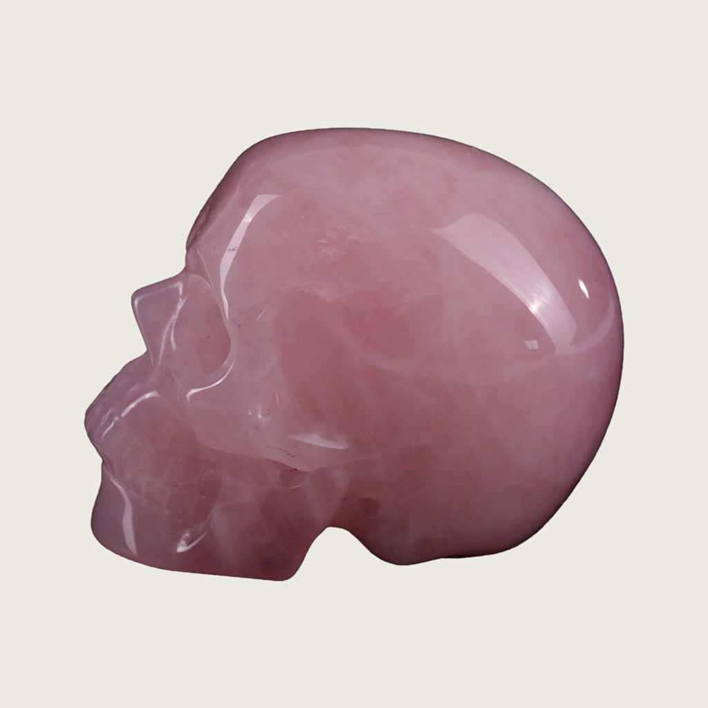 2.2" Rose Quartz Crystal Skull Carving  #SKH22026