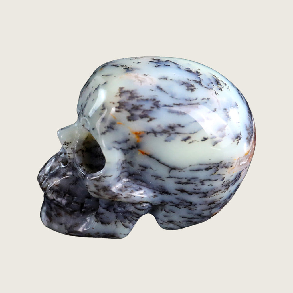 2.2" White Opal Crystal Skull Carving  #SKH22042