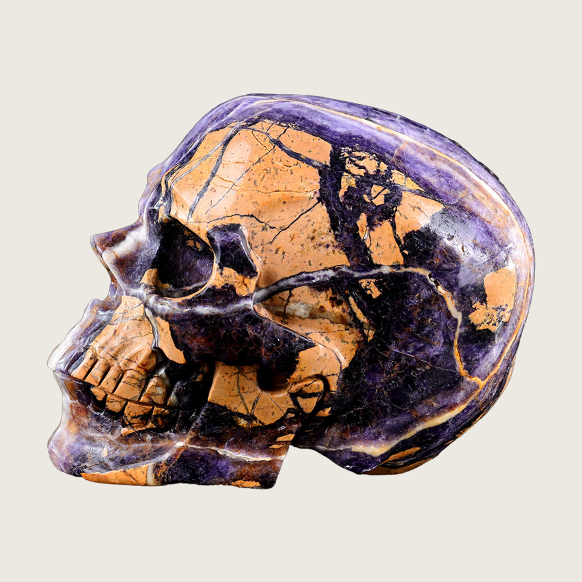 9.2" Purple Fluorite Human Skull Carving  #SCS0014