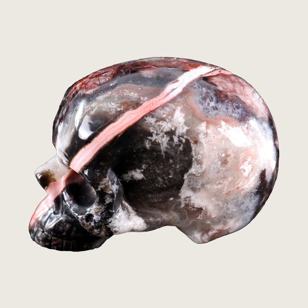 2.8" Red Crazy Lace Agate Jawless skull Carving  #CSC0012