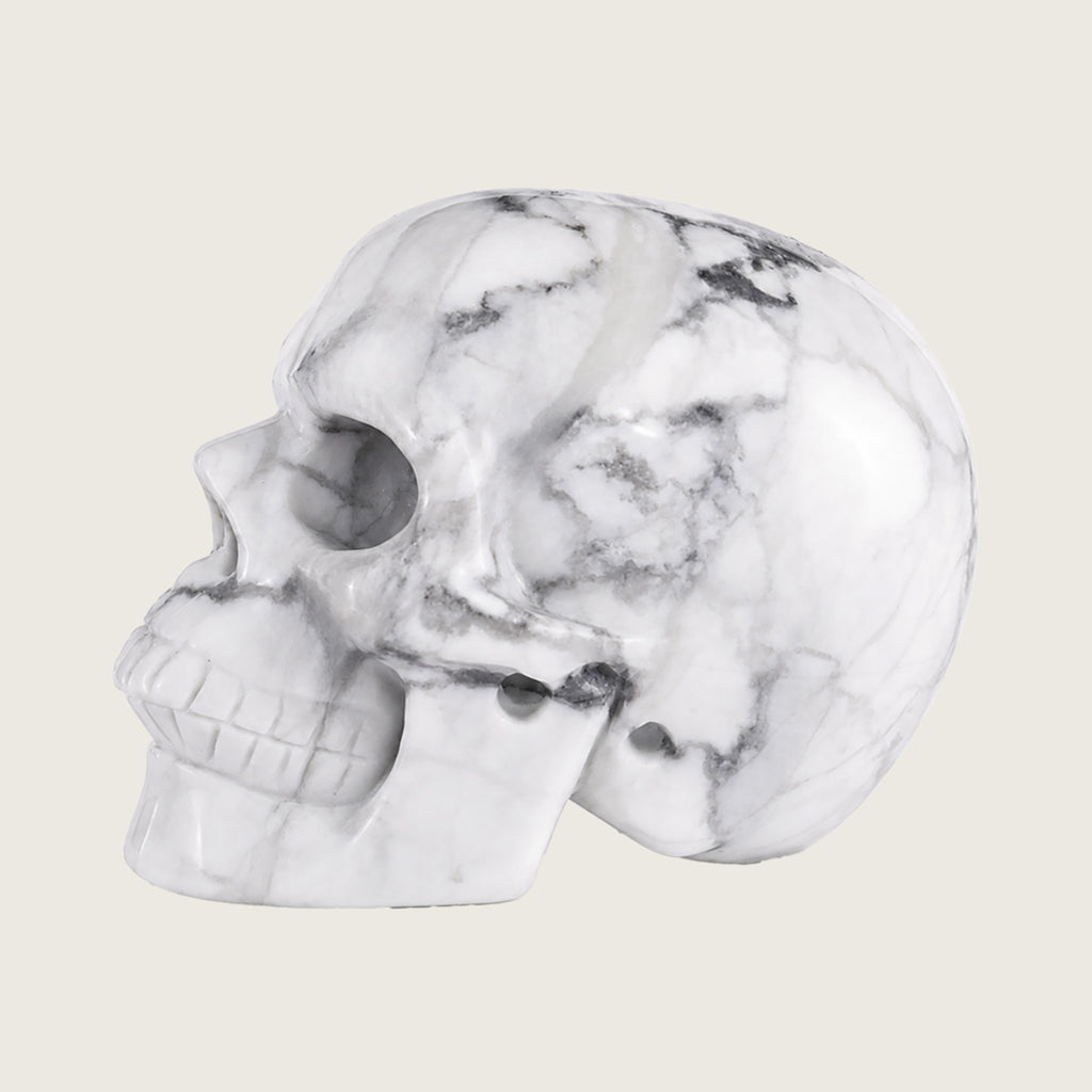 3.0" Howlite Crystal Skull Carving  #SKH30050