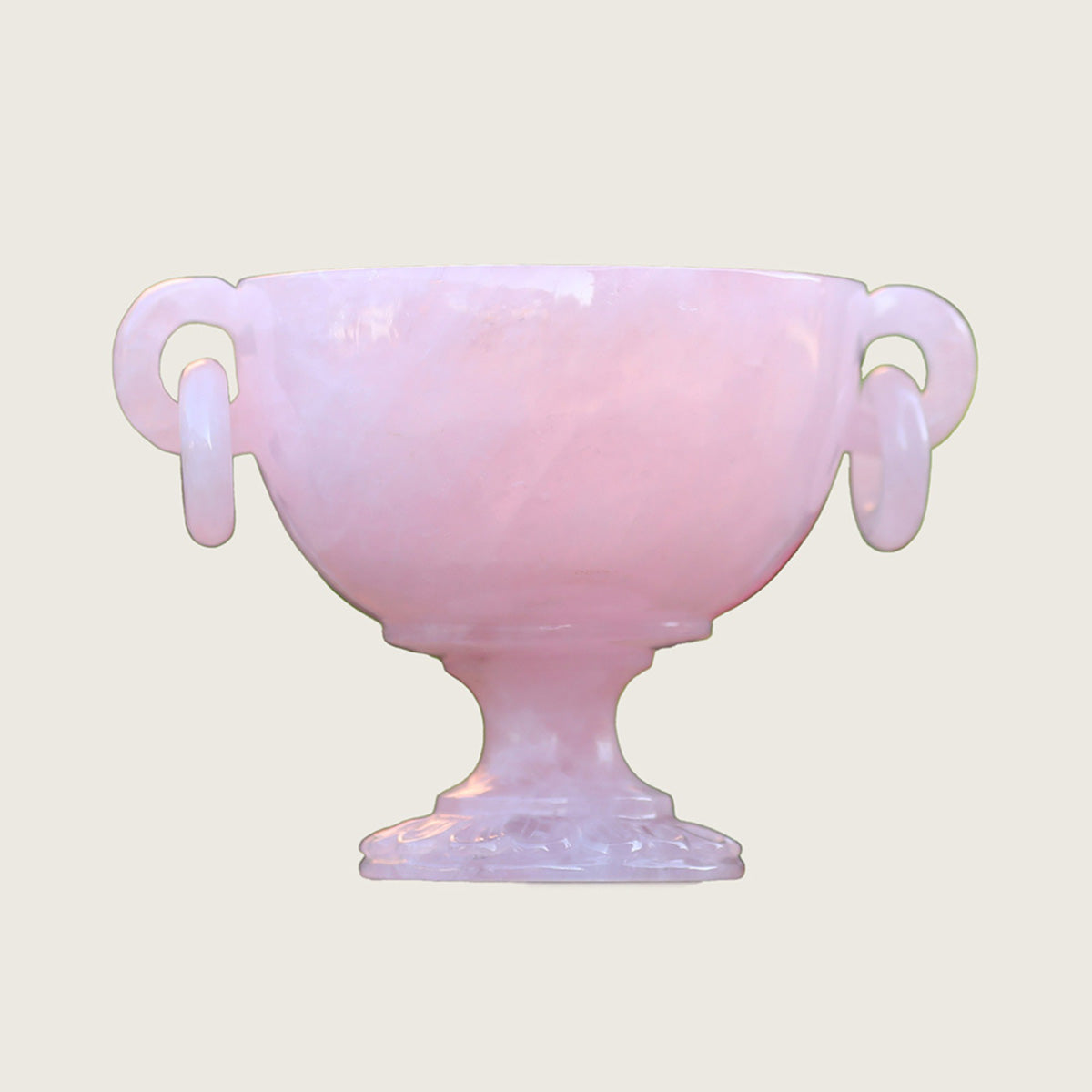8.7" Rose Quartz Candy Bowl with Lid Carving  #CTC0004