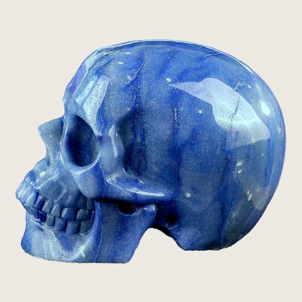 4.5" Blue Aventurine Crystal Skull Carving  #SKHBL4501