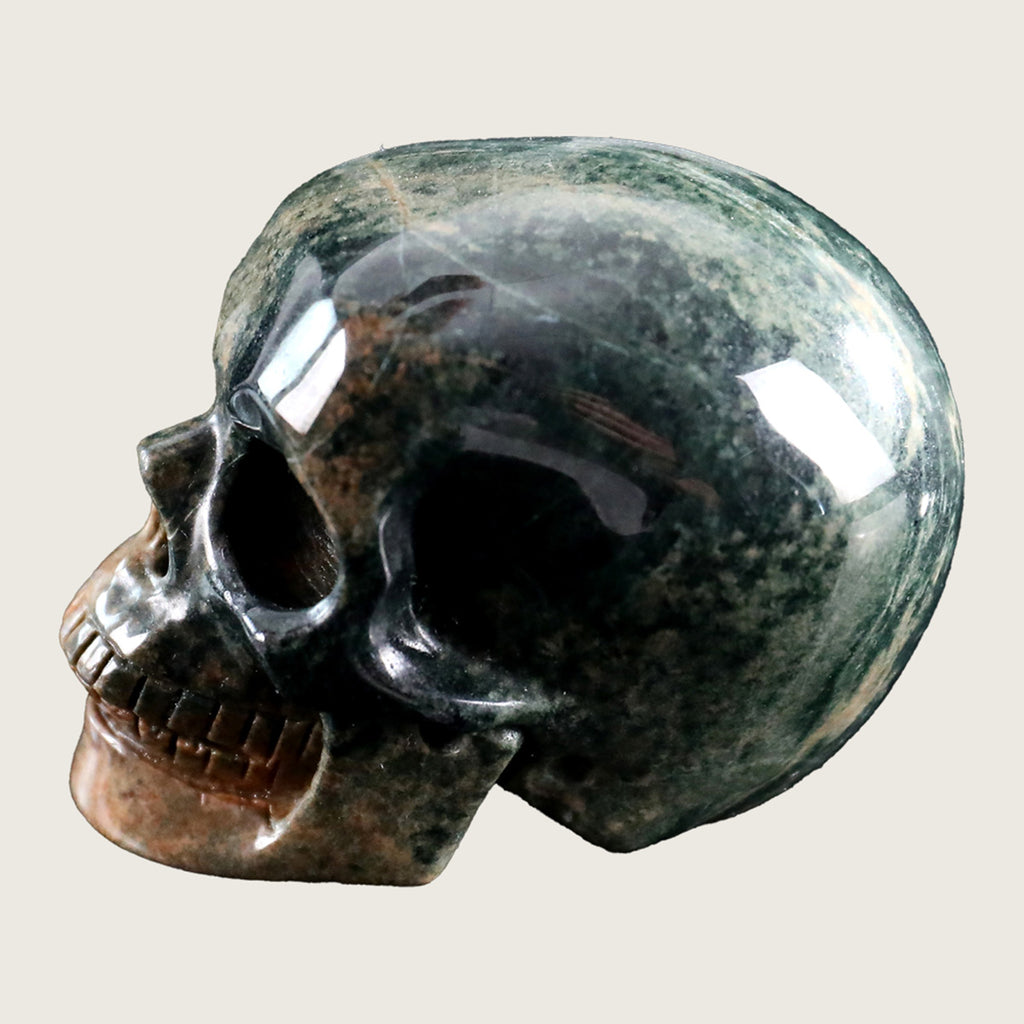 2.2" Nine Dragon Jade Human Skull Carving  #SKH22004