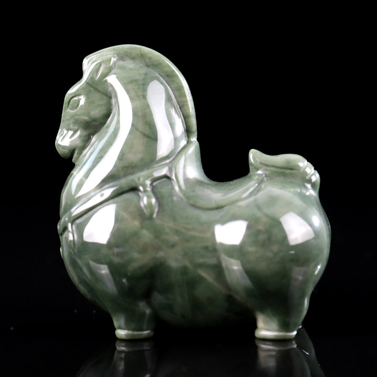 3.0" Jiulong Jade Tang Horse Carving  #CHA0023