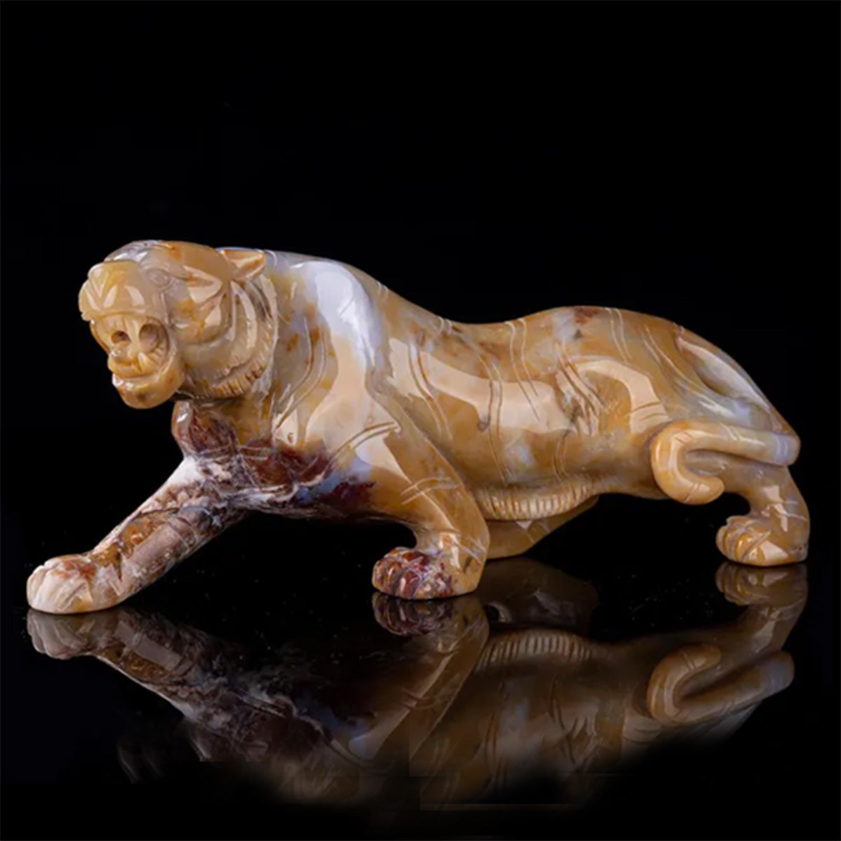 8.3" Yellow Chalcedony Roaring Tiger  #CTC0087
