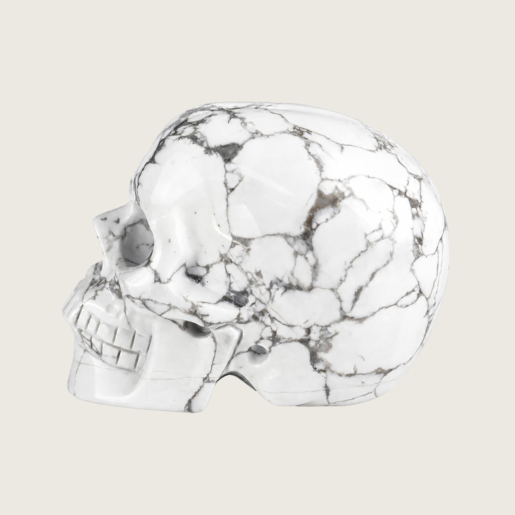 3.0" Howlite Crystal Skull Carving  #SKH30051