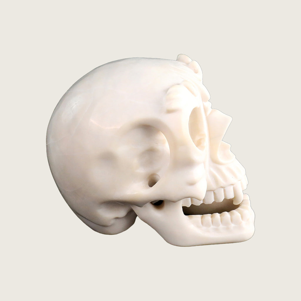 4.0" White Jade Crystal Skull Carving  #SCS0019