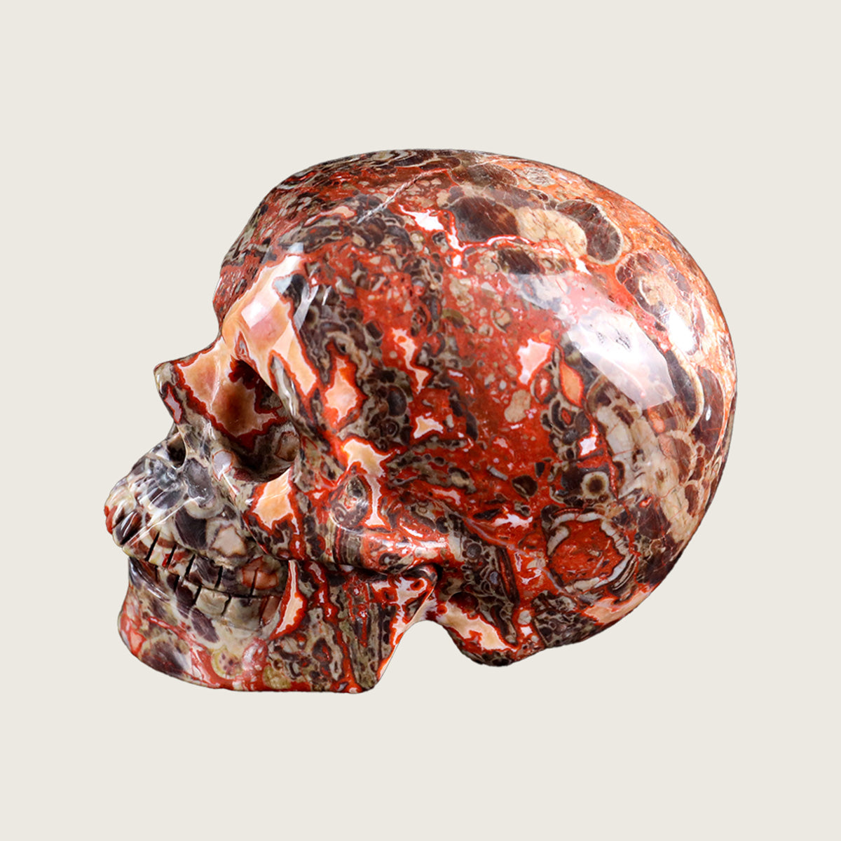 4.5" Coin Agate Crystal Skull Carving  #SKH45008