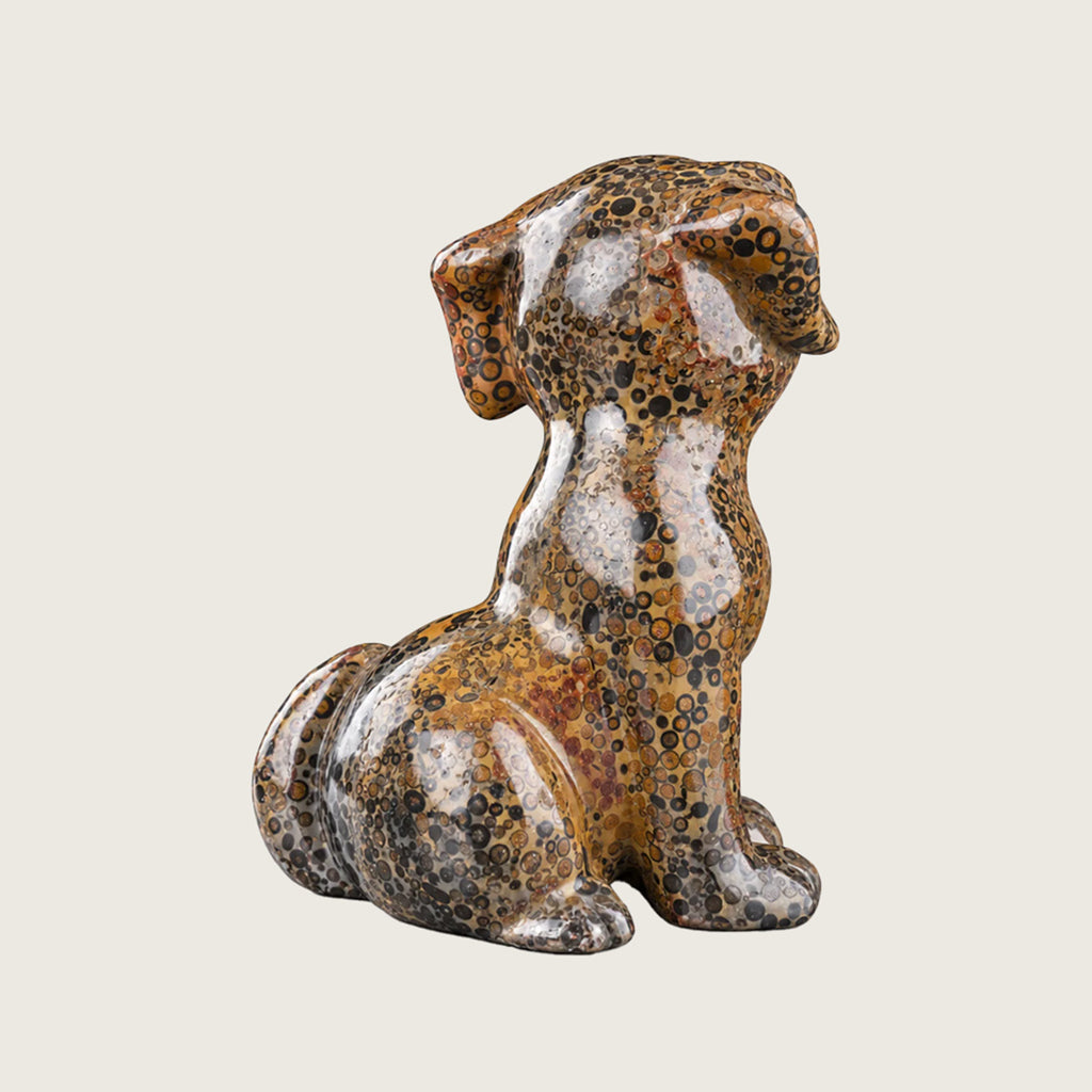 3.9" Leopard Skin Jasper Labrador Dog Carving  #CTC0043