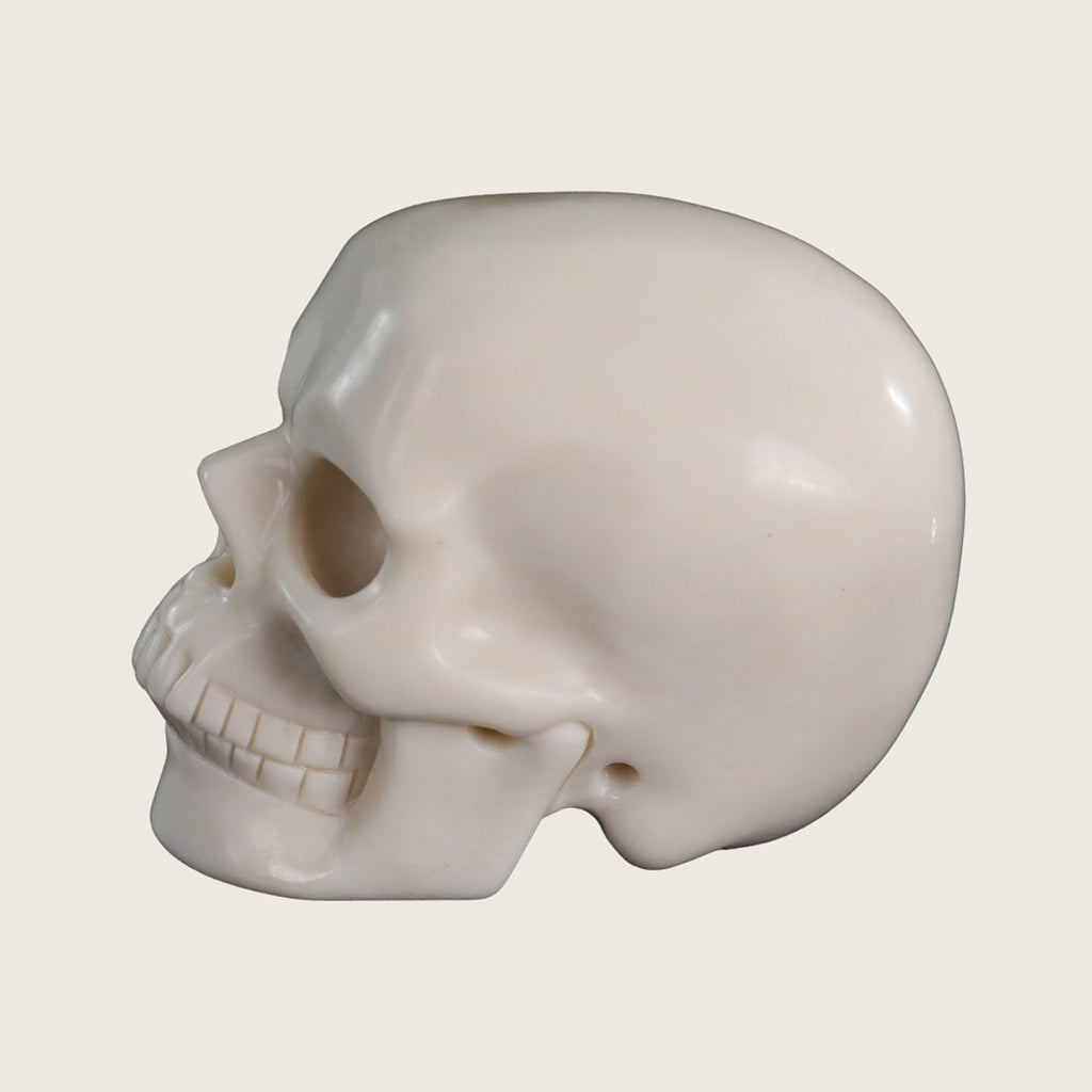 3.0" White Jade Crystal Skull Carving  #SKH30052