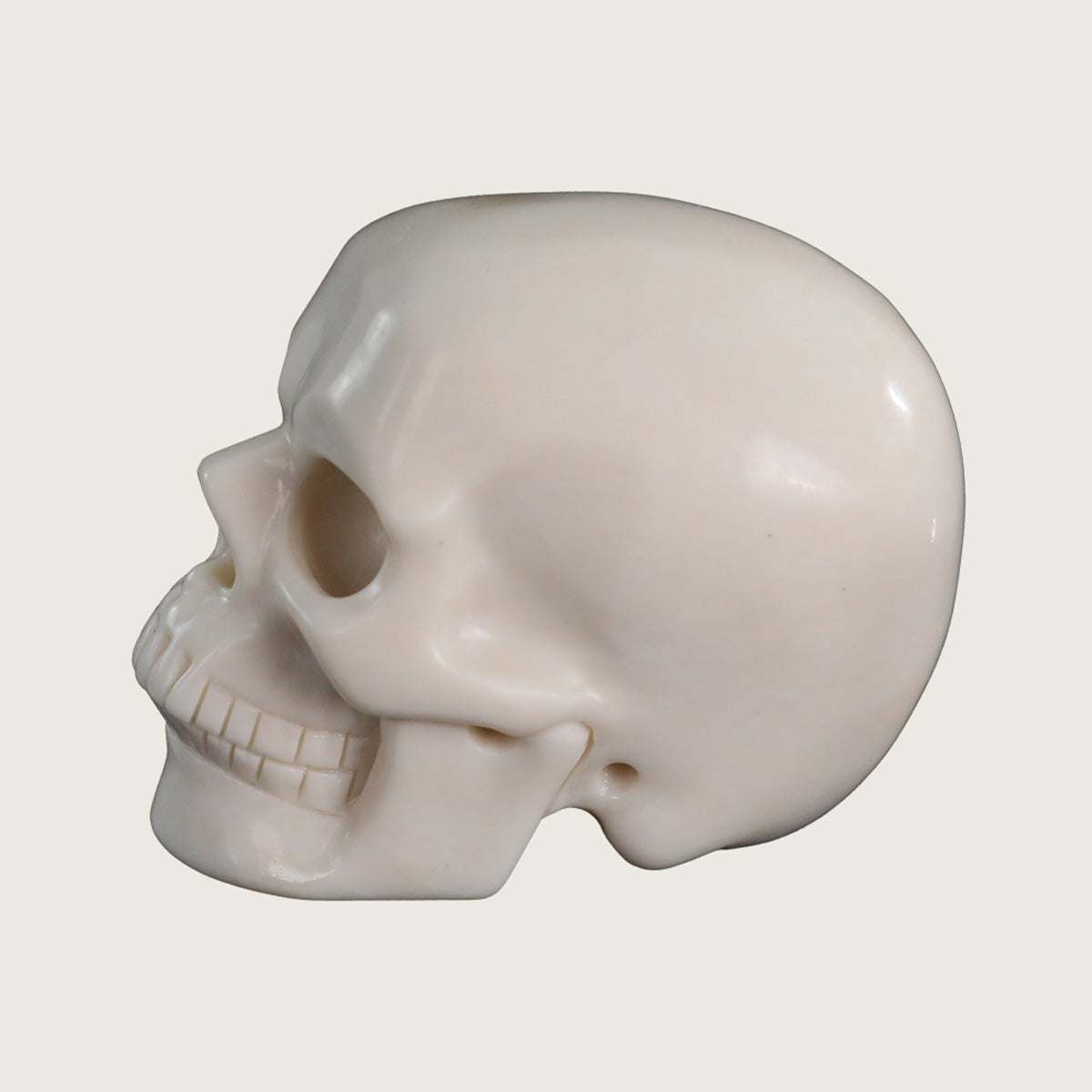 3.0" White Jade Crystal Skull Carving  #SKH30052